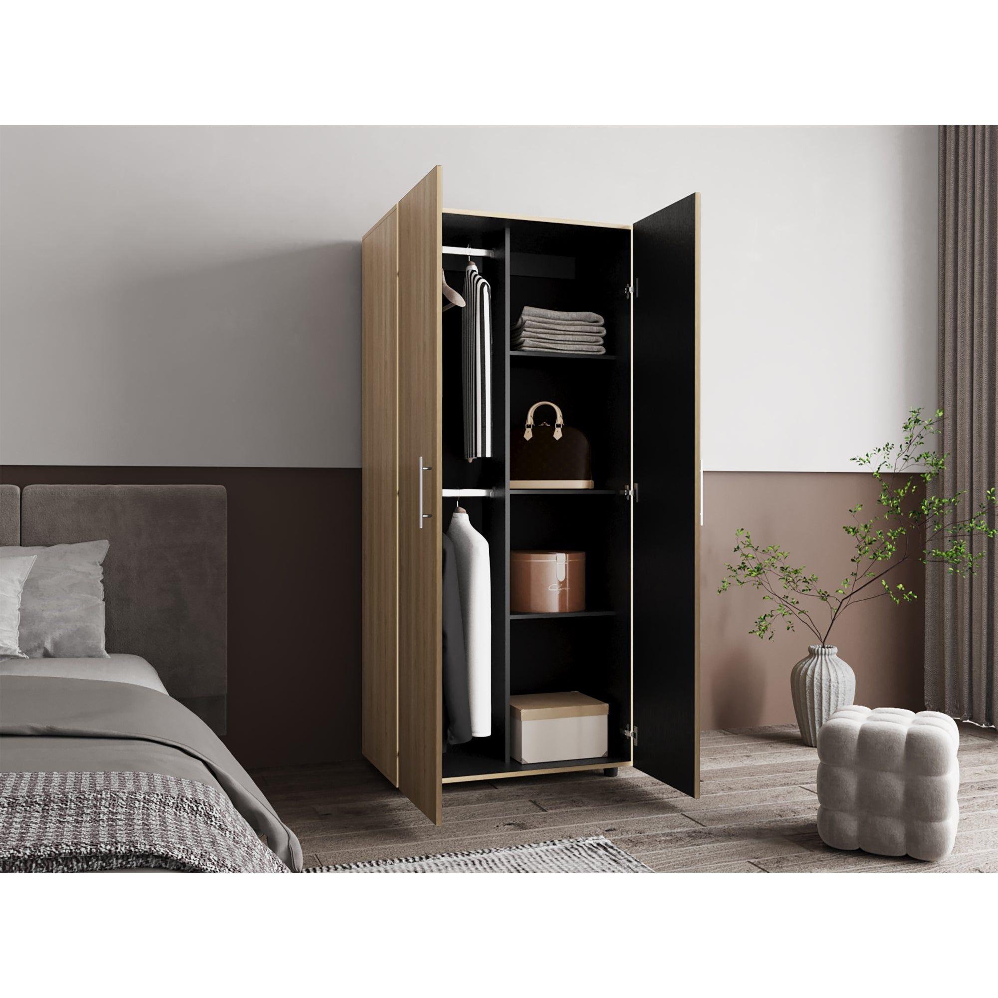 Closet 2 Puertas Fm Melamina Café Claro Y Blanco 180X80X48 Cm-6