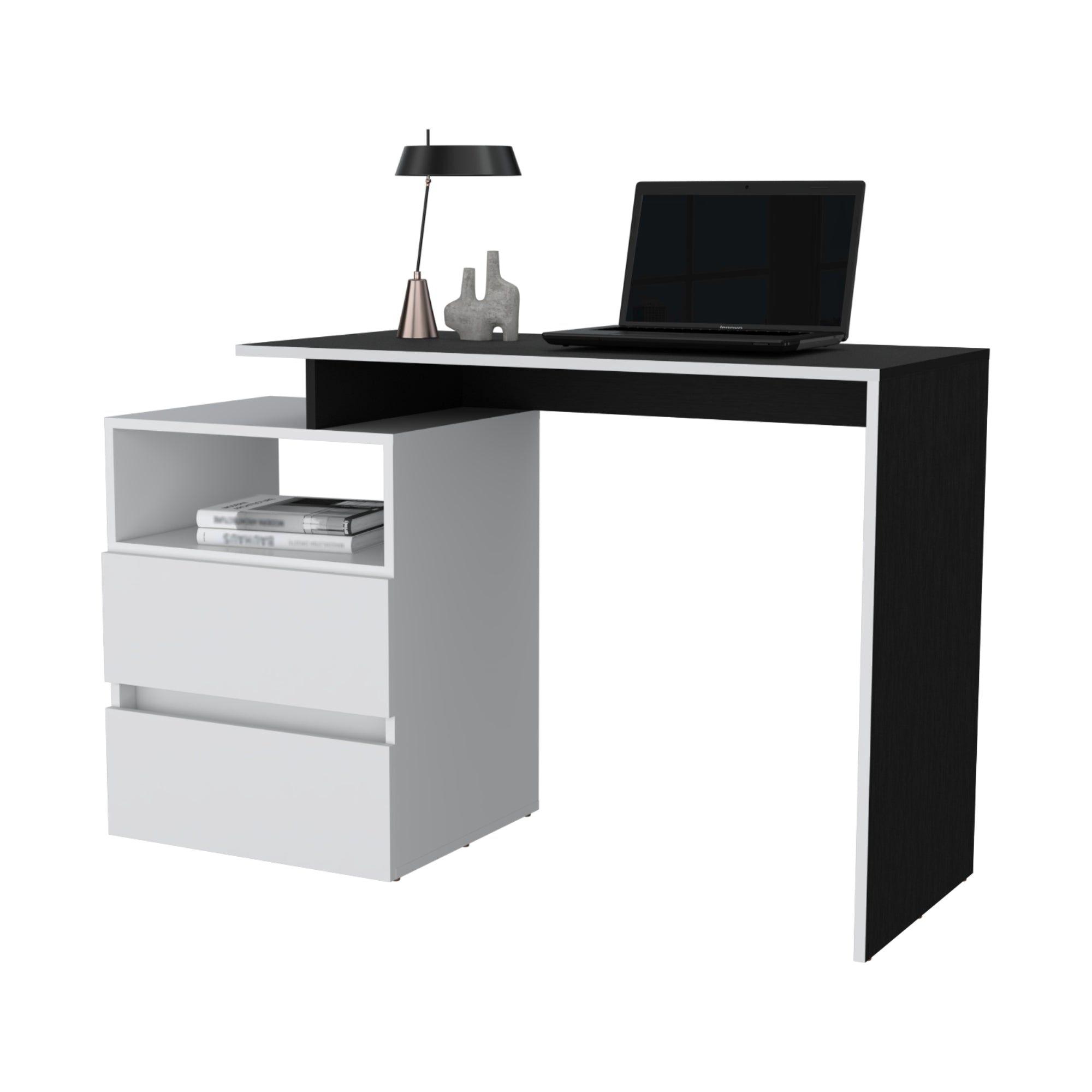 ESCRITORIO 2 CAJONES FM-029N NEGRO Y BLANCO-2