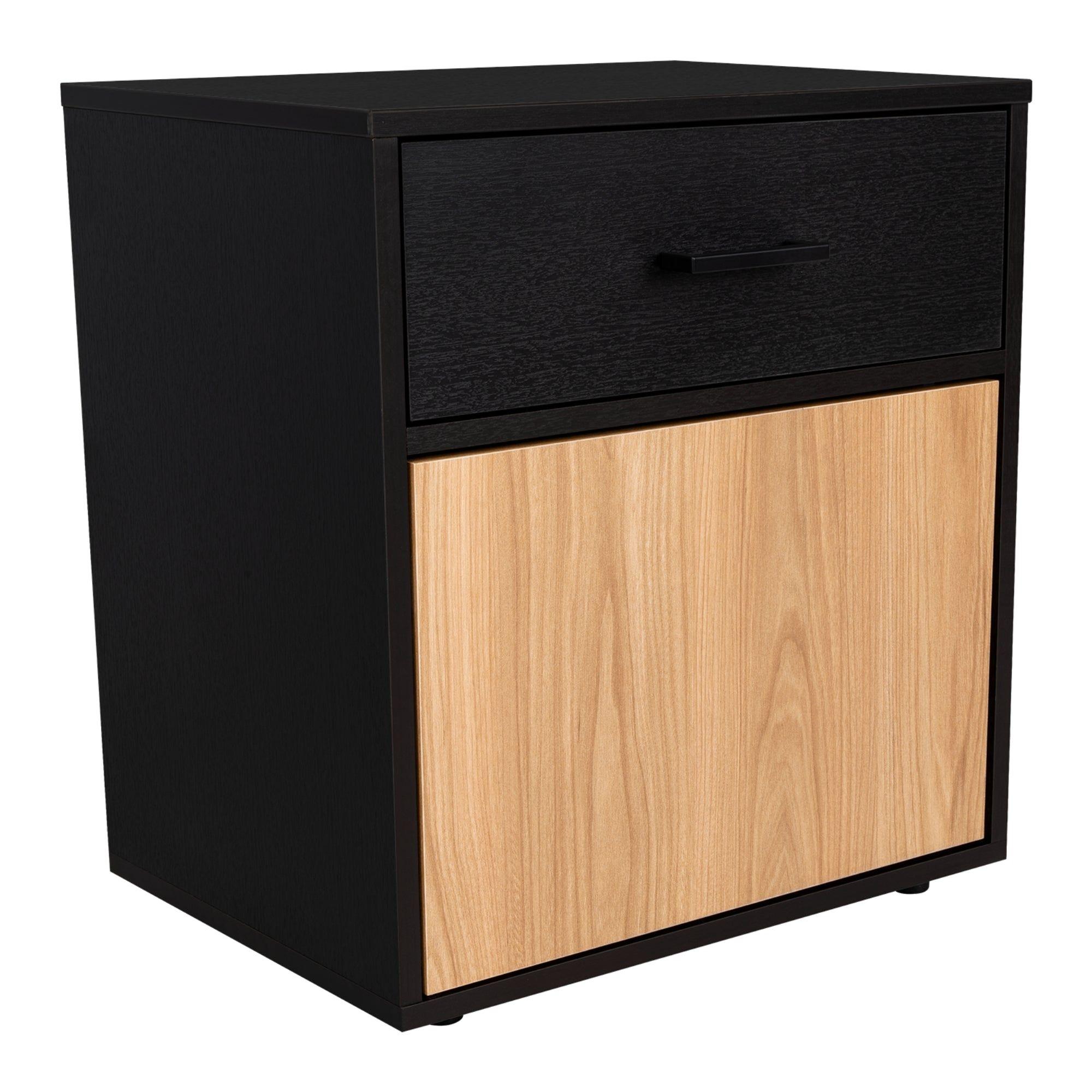 Velador 1 Puerta 45 X 55 X 40,3 Cm Café Claro Y Negro-2