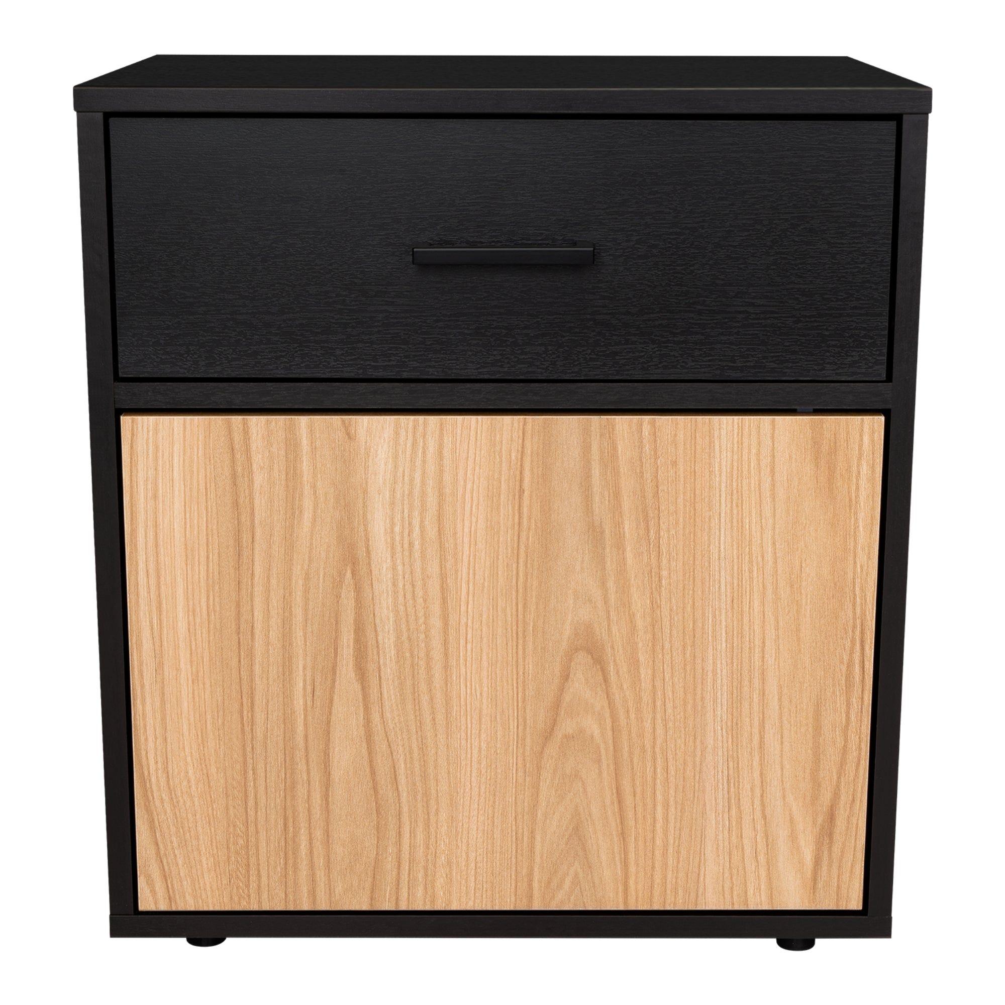 Velador 1 Puerta 45 X 55 X 40,3 Cm Café Claro Y Negro-3
