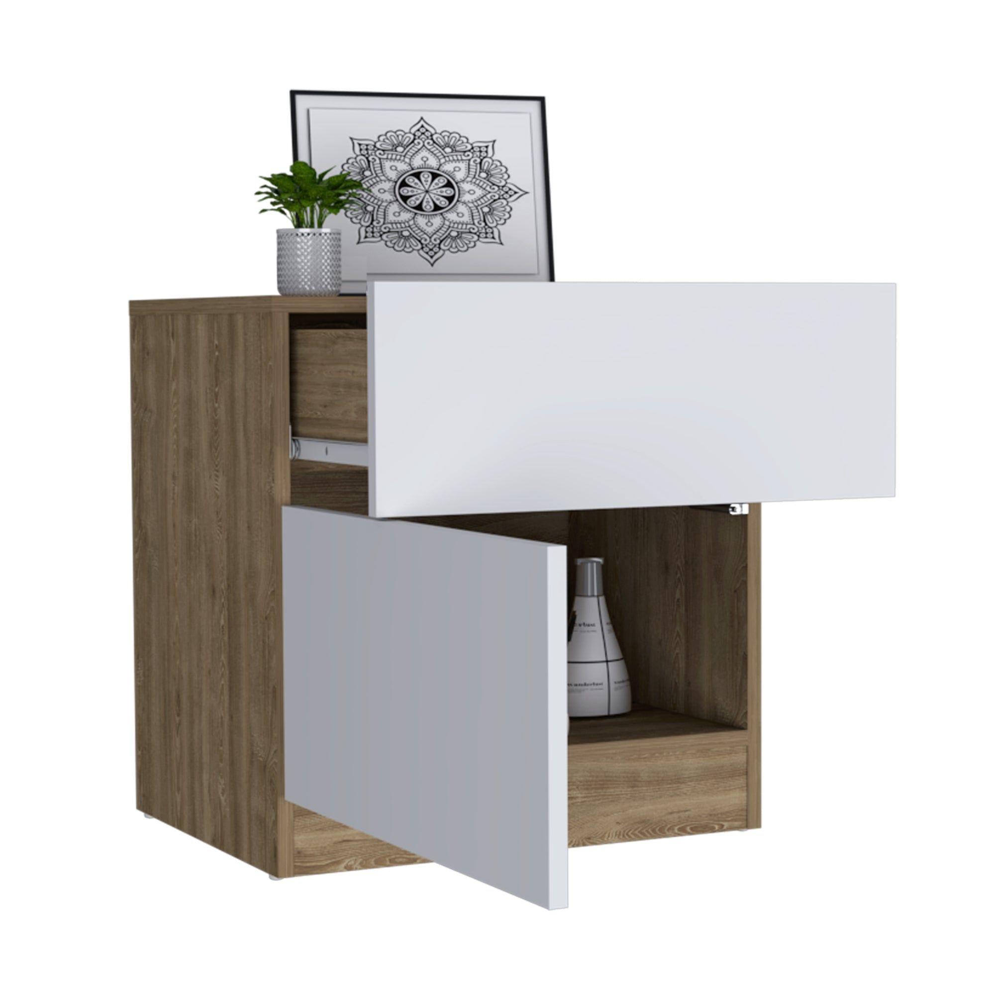 VELADOR 1 CAJON 1 PUERTA FM-023C - CAFÉ CLARO / BLANCO-3