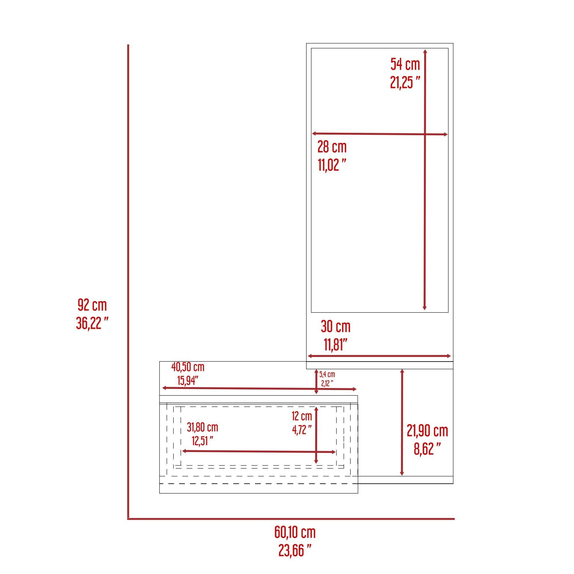 MUEBLE RECIBIDOR PARED CON ESPEJO 1 CAJON FM-002C - CAFÉ CLARO-6