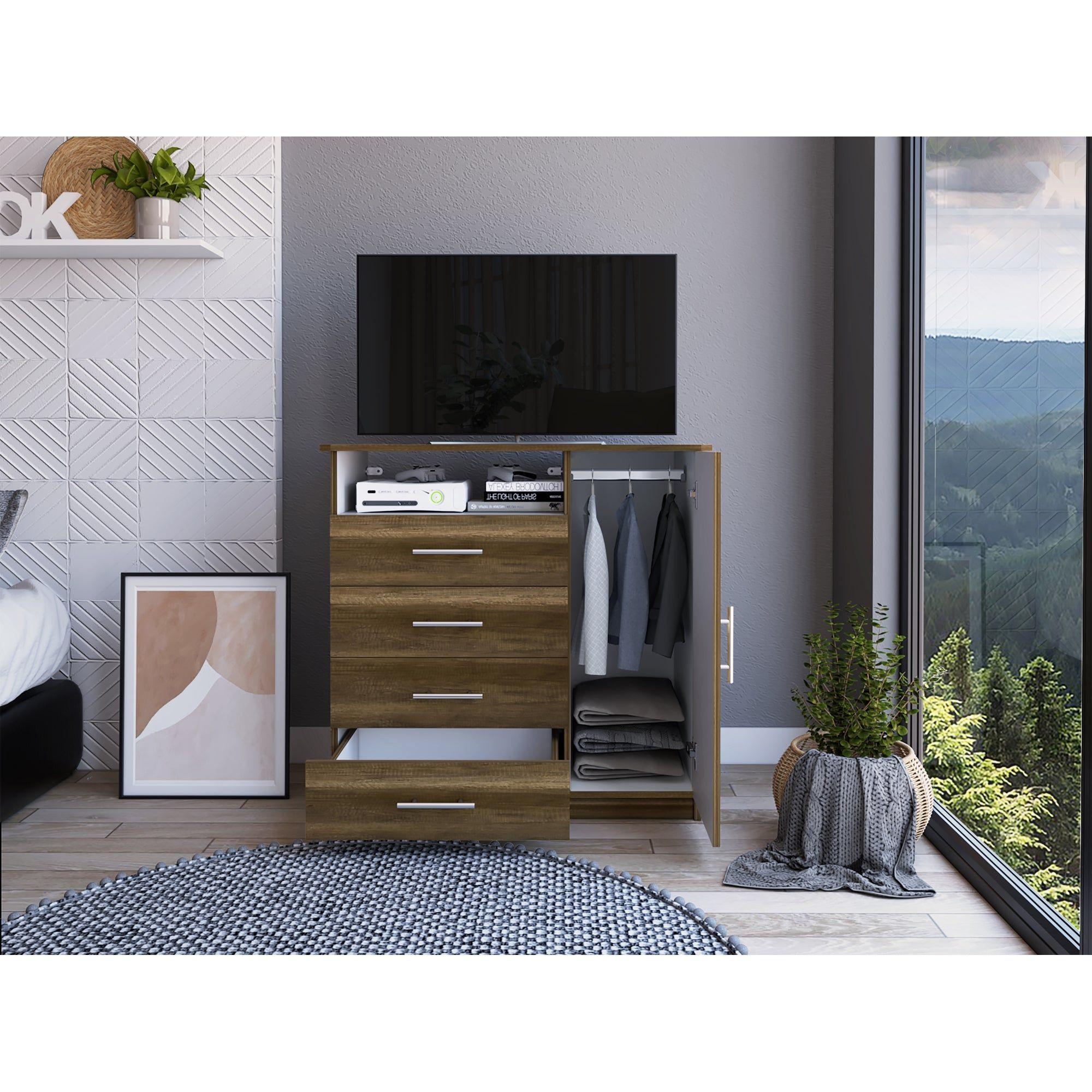 COMODA TV 40"  4 CAJONES 1 PUERTA FM-018O - CAFÉ OSCURO-5