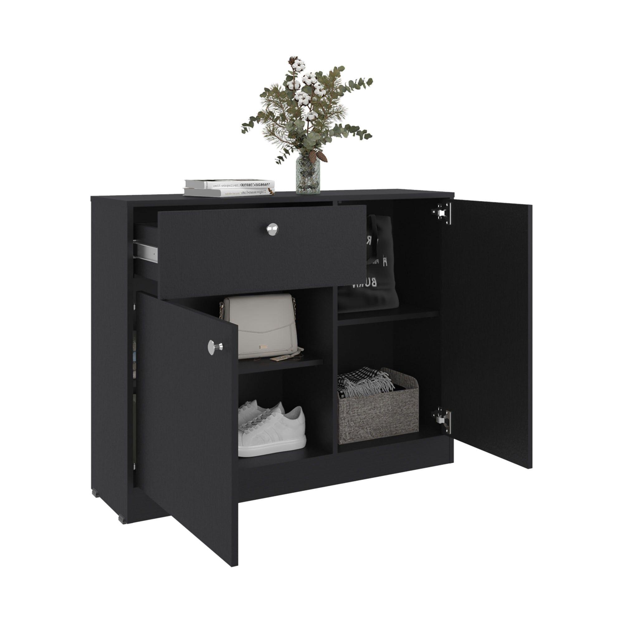 Comoda 2 Puertas 80x100x30,2 Cm Negro-2