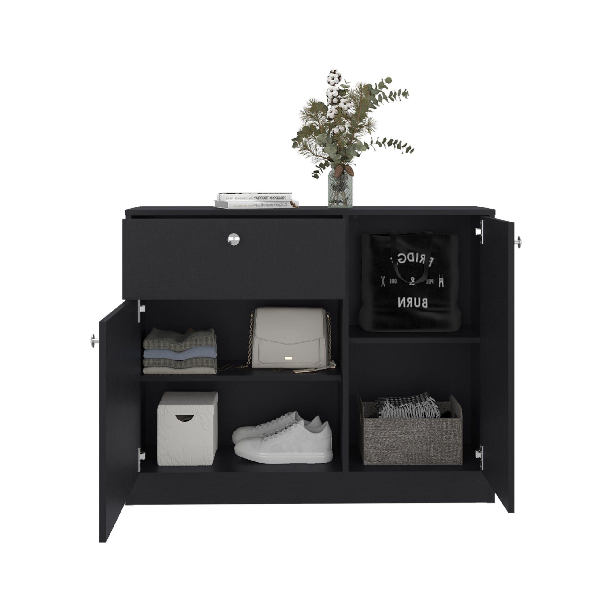 Comoda 2 Puertas 80x100x30,2 Cm Negro-3