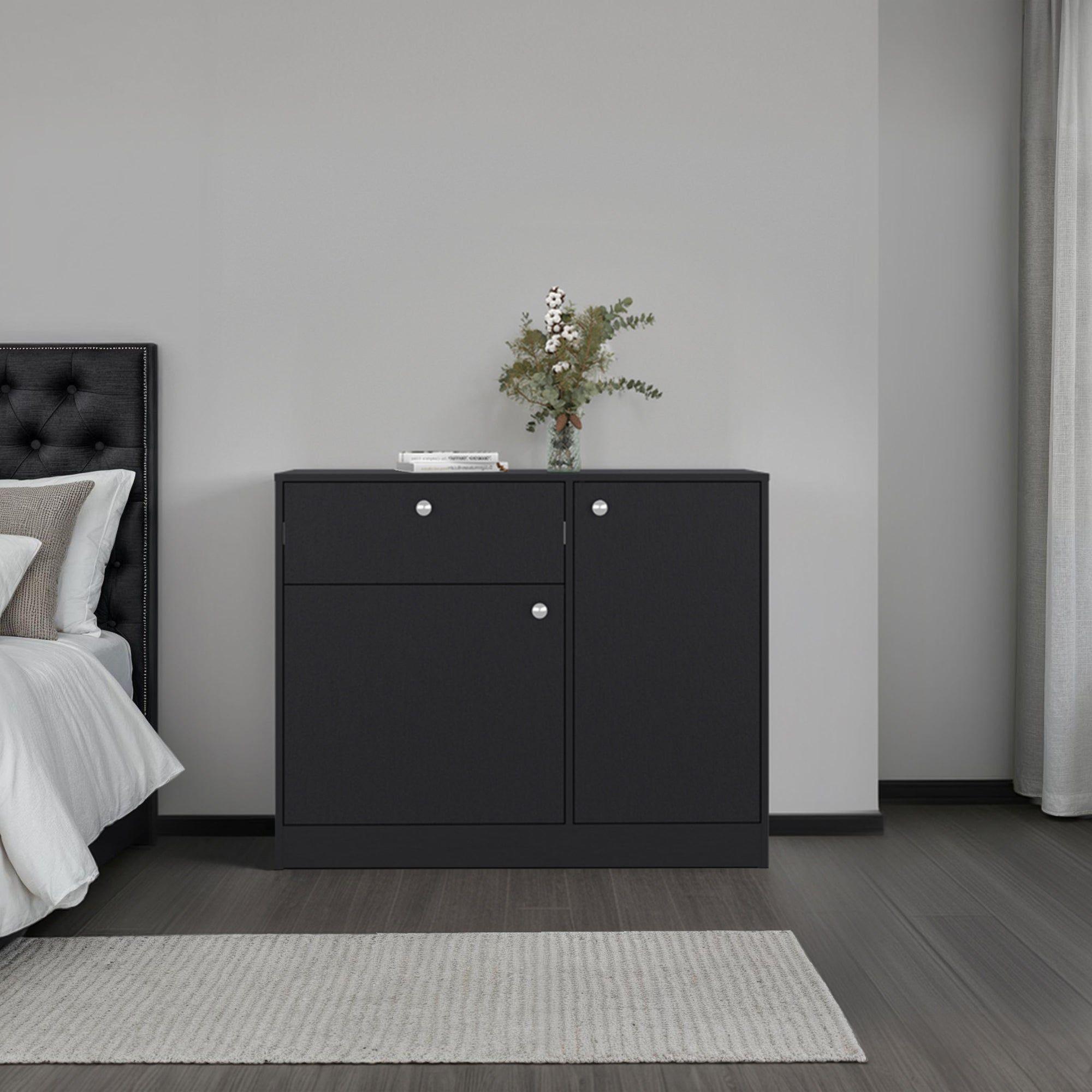 Comoda 2 Puertas 80x100x30,2 Cm Negro-4