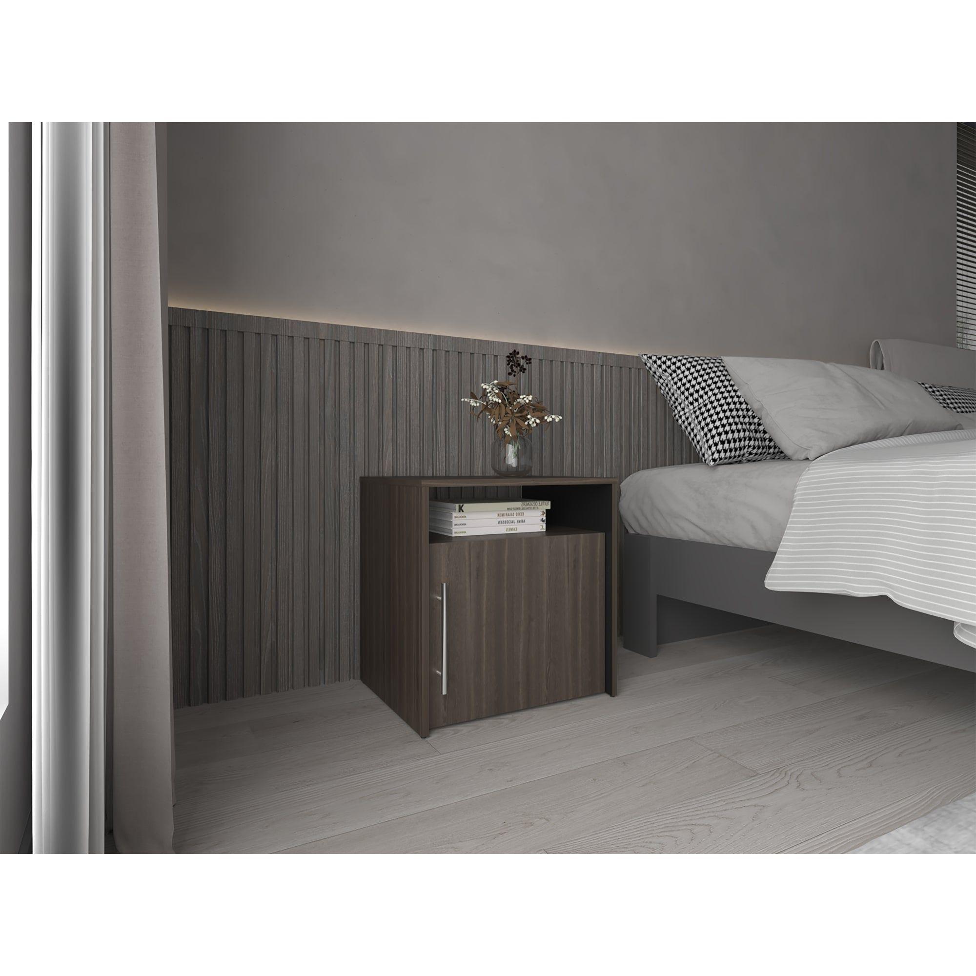 Velador Con 1 Puerta 54,1X52X42,3 Cm Café Y Negro-5