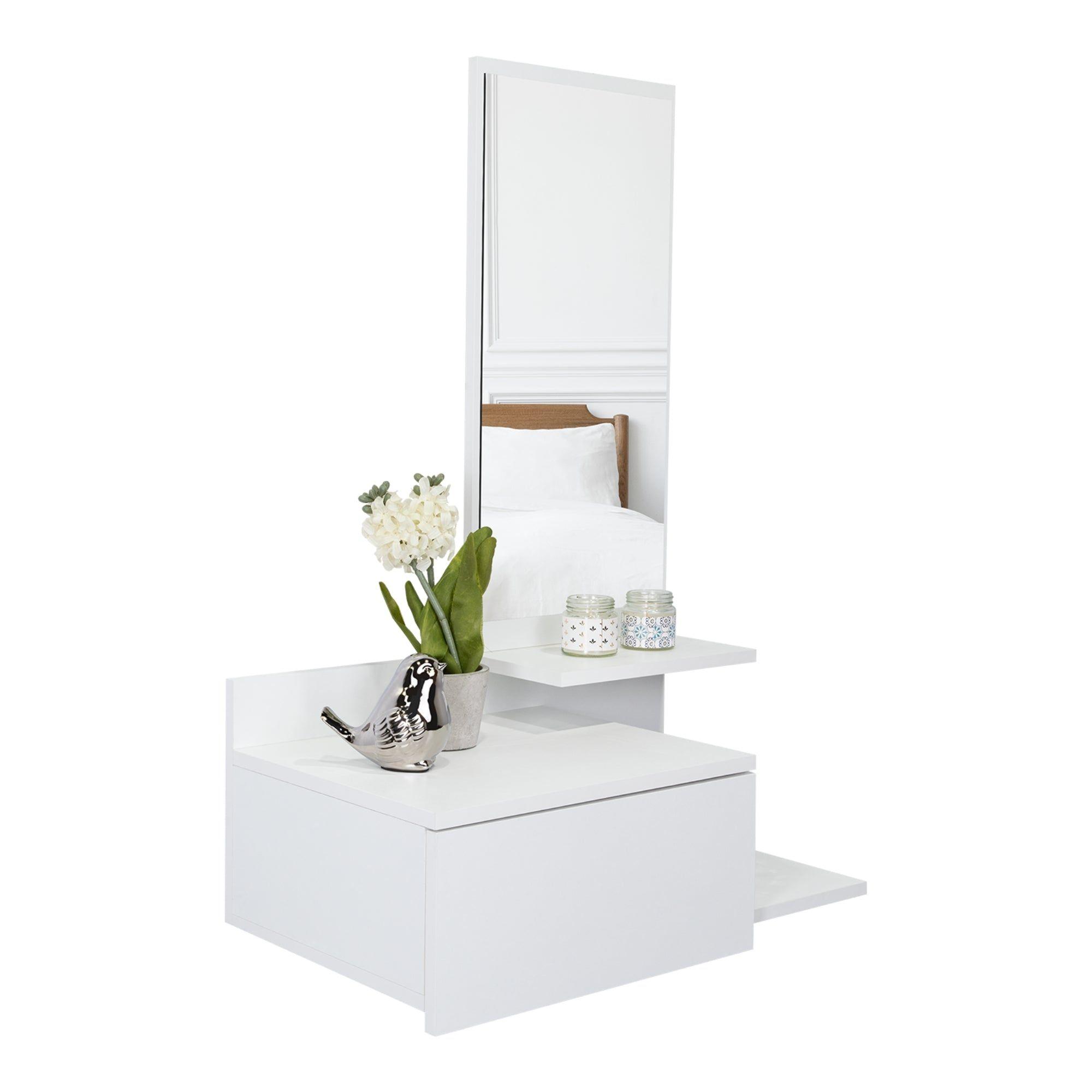 Mueble Recibidor De Pared Living 1 Cajon 90X60X35 Cm Blanco-2