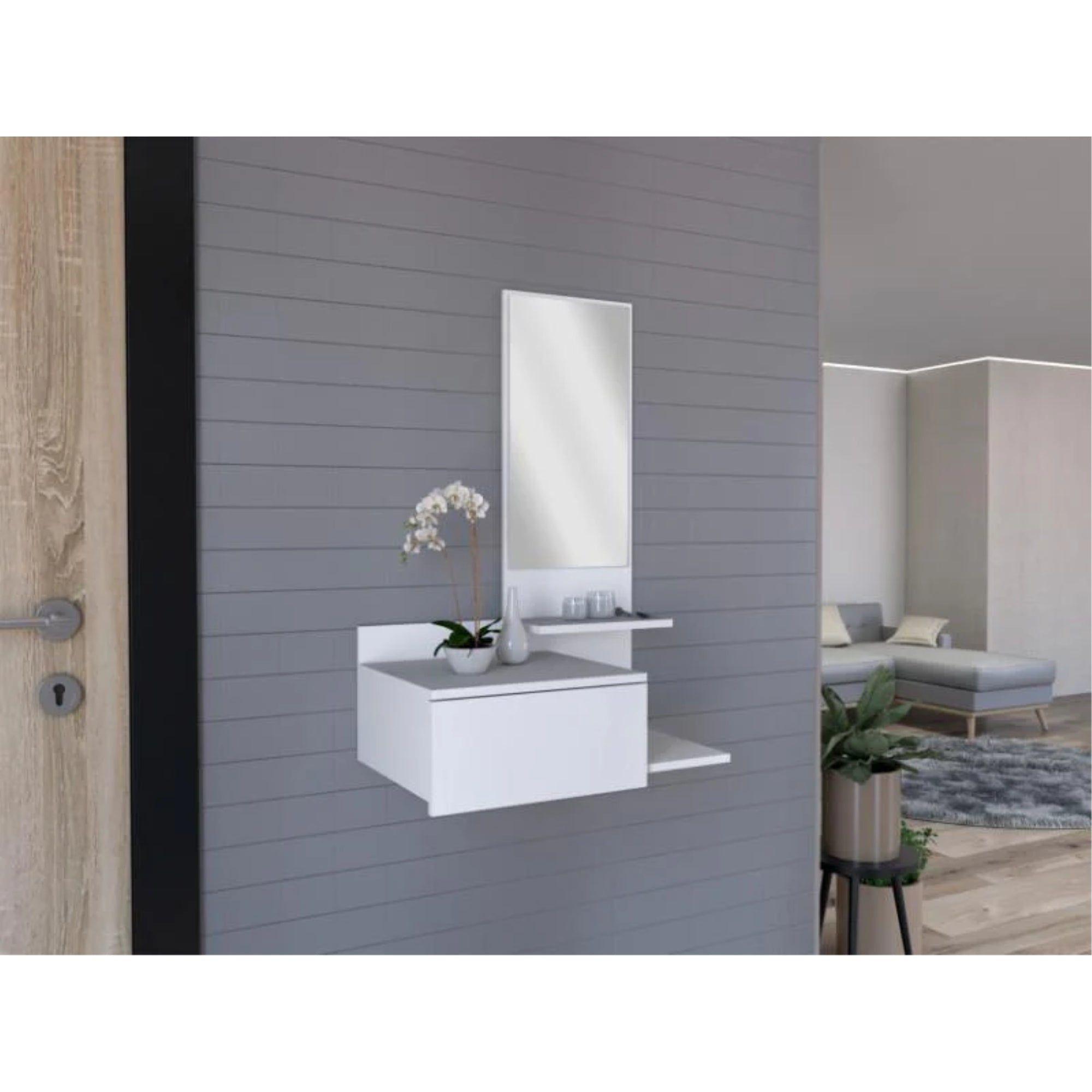 Mueble Recibidor De Pared Living 1 Cajon 90X60X35 Cm Blanco-7