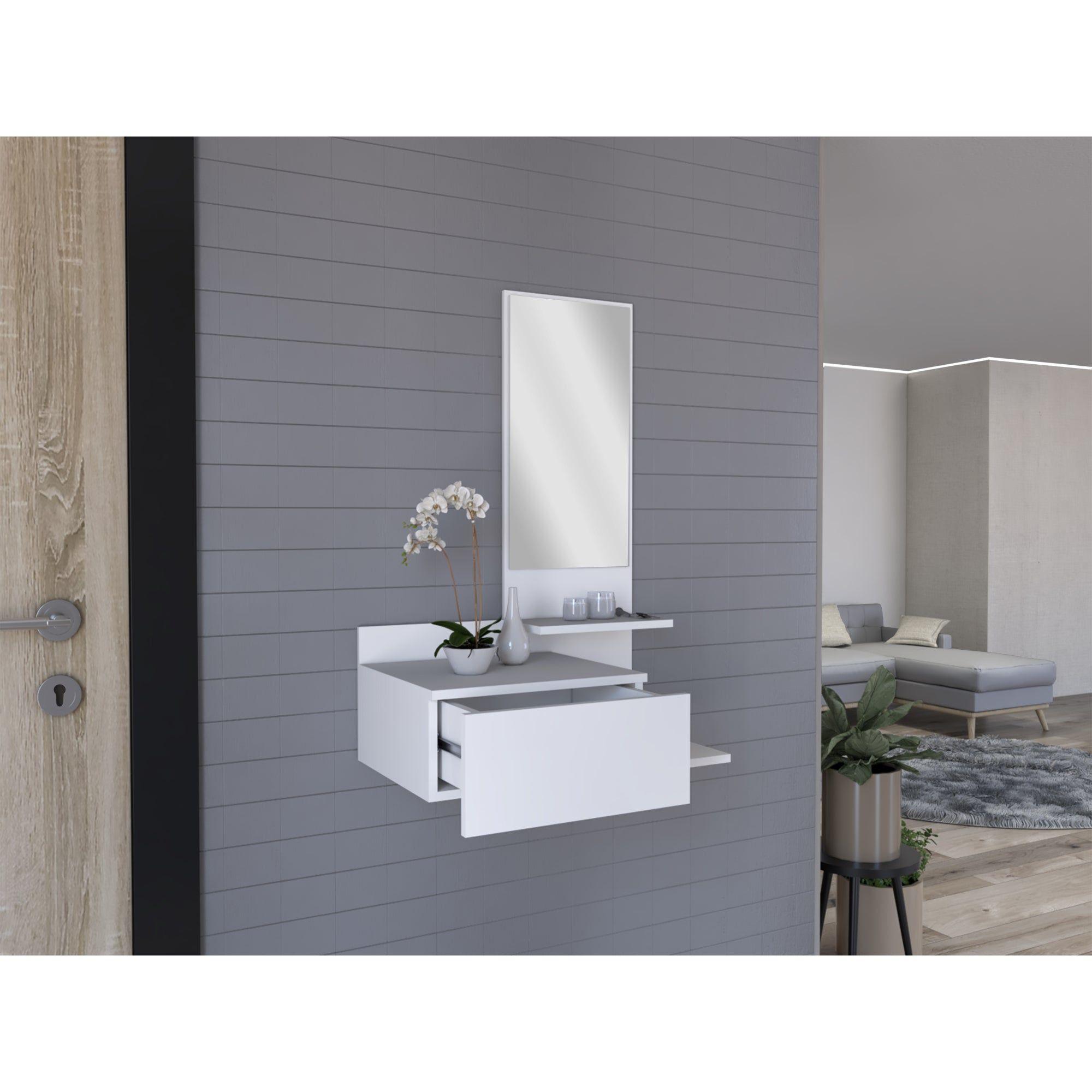 Mueble Recibidor De Pared Living 1 Cajon 90X60X35 Cm Blanco-8