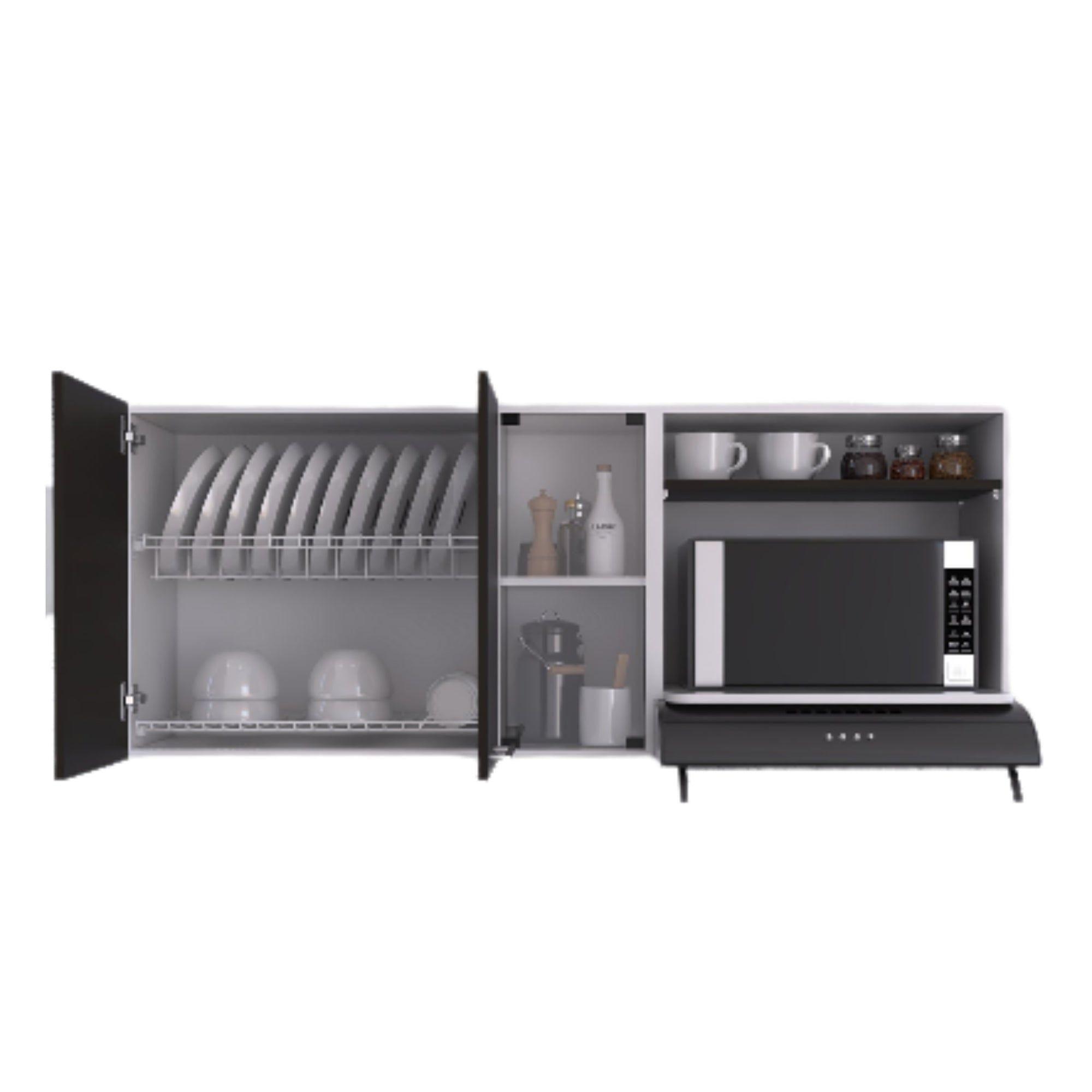 Mueble Superior De Cocina 2 Puertas 60.2X150X40 Cm Blanco Y Negro-2