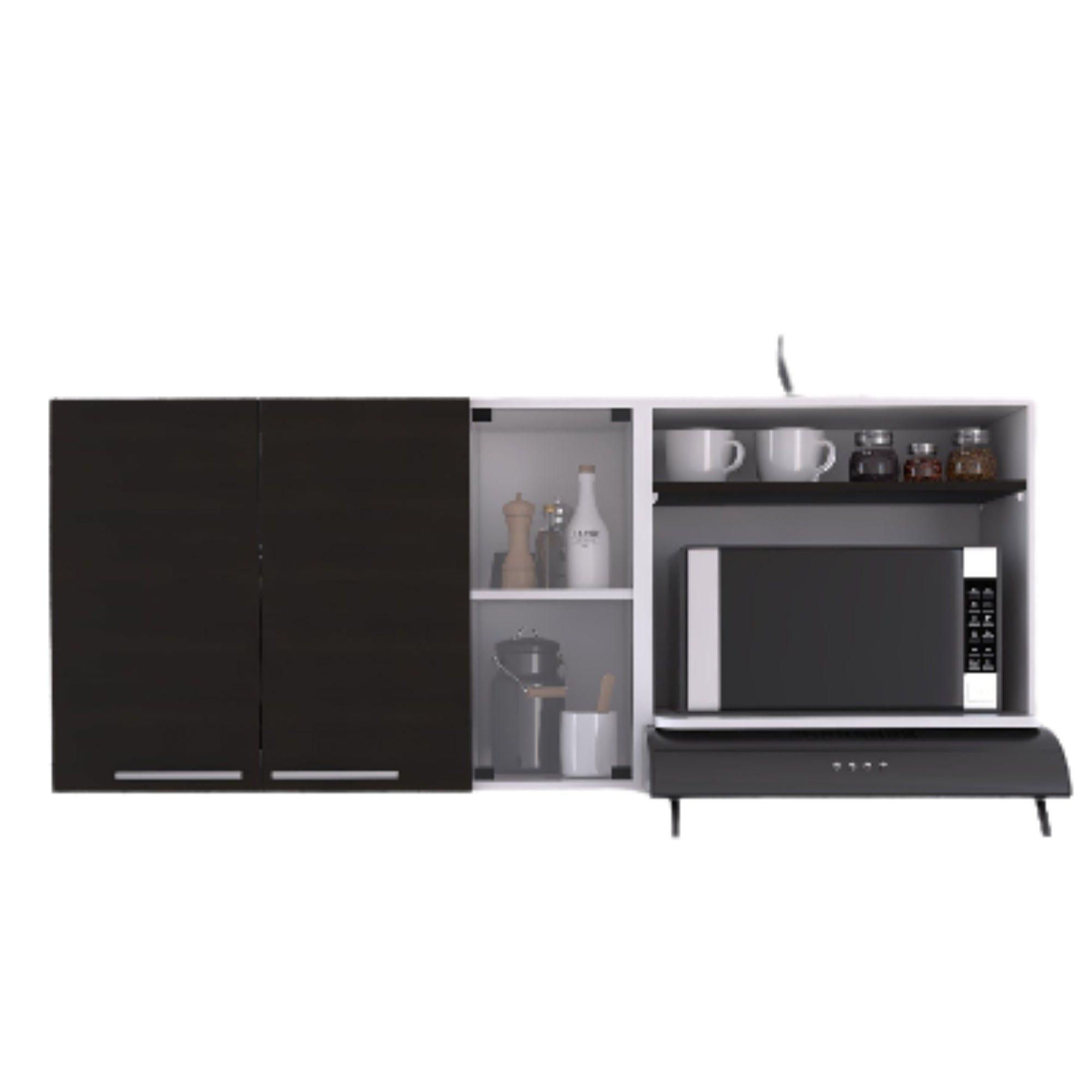 Mueble Superior De Cocina 2 Puertas 60.2X150X40 Cm Blanco Y Negro-3