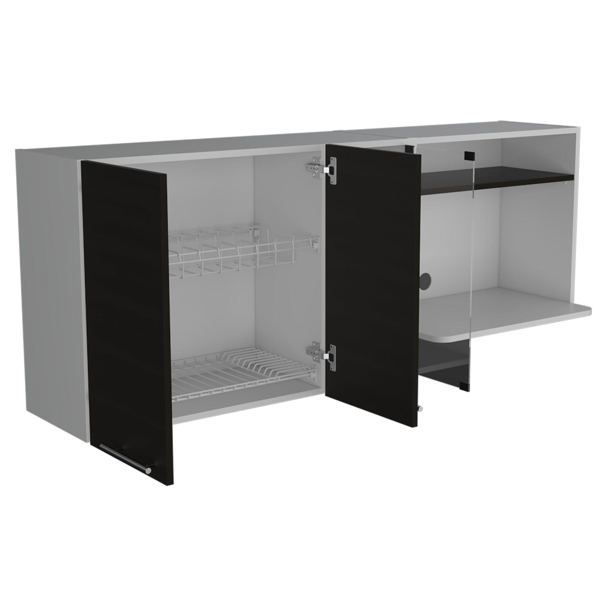 Mueble Superior De Cocina 2 Puertas 60.2X150X40 Cm Blanco Y Negro-4