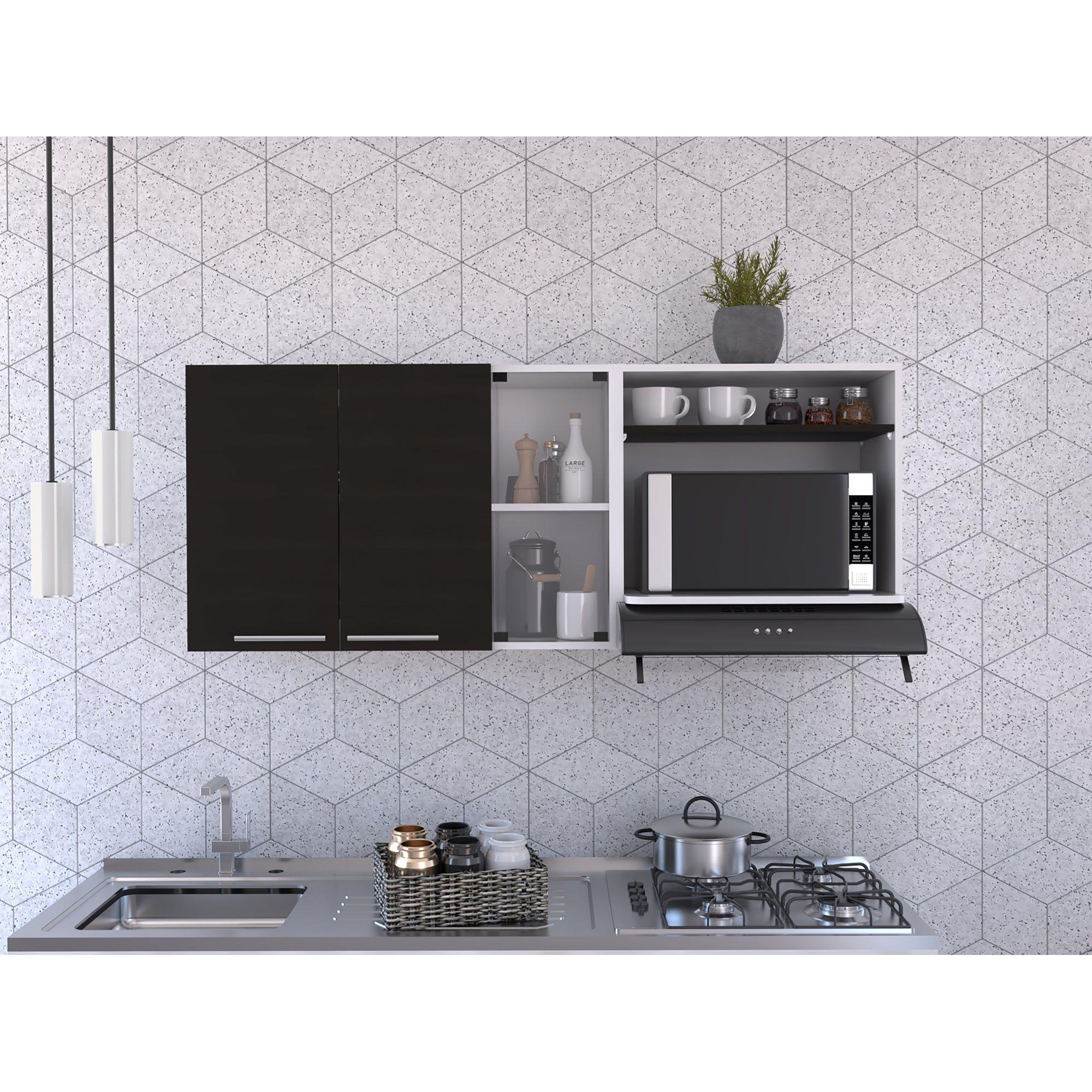 Mueble Superior De Cocina 2 Puertas 60.2X150X40 Cm Blanco Y Negro-6