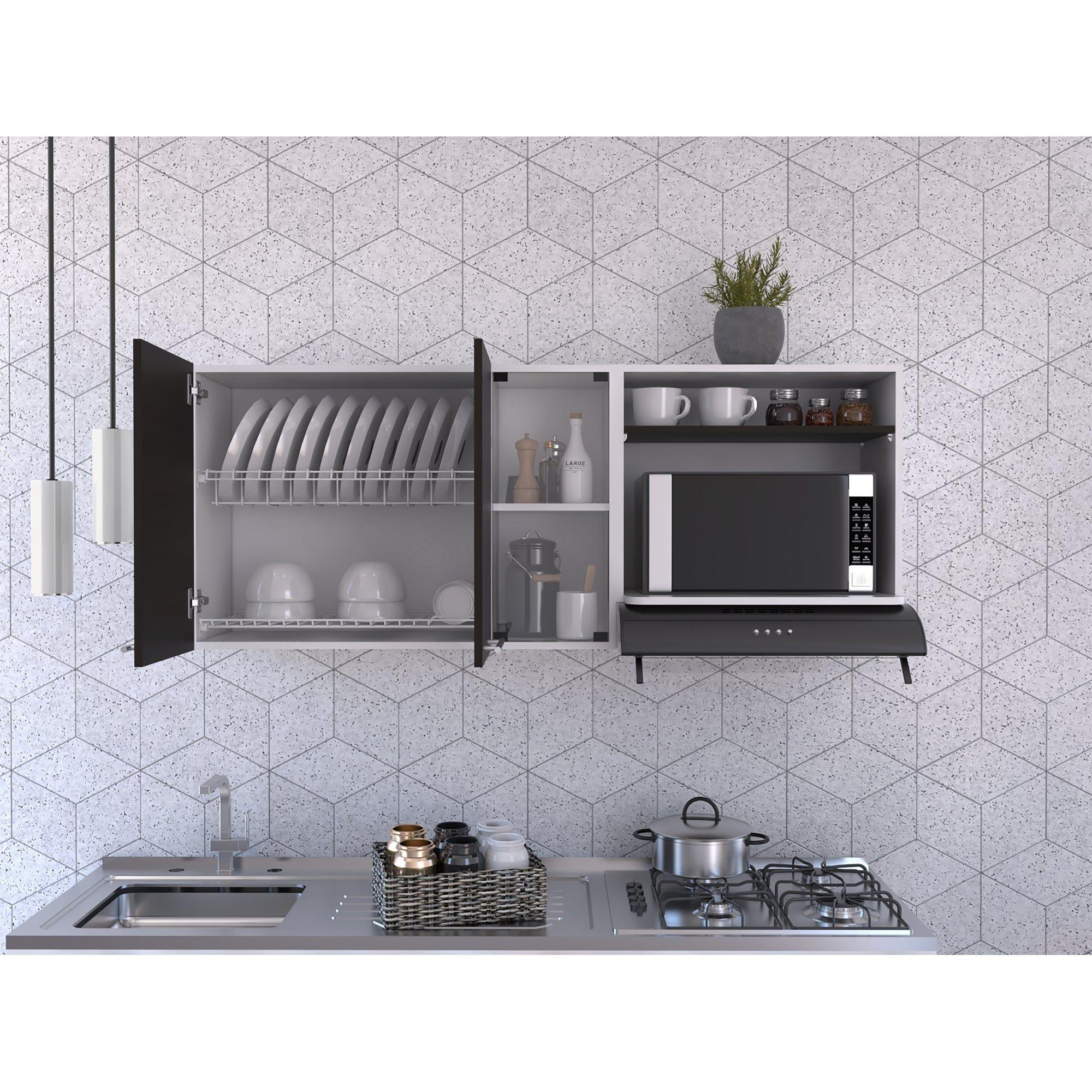 Mueble Superior De Cocina 2 Puertas 60.2X150X40 Cm Blanco Y Negro-7