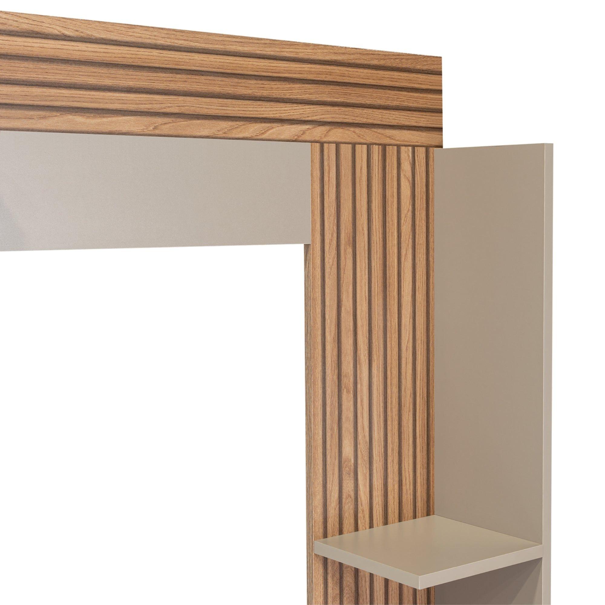 Centro De Entretenimiento Tv 70" 175X180X38,5 Cm Café Claro Y Gris-5