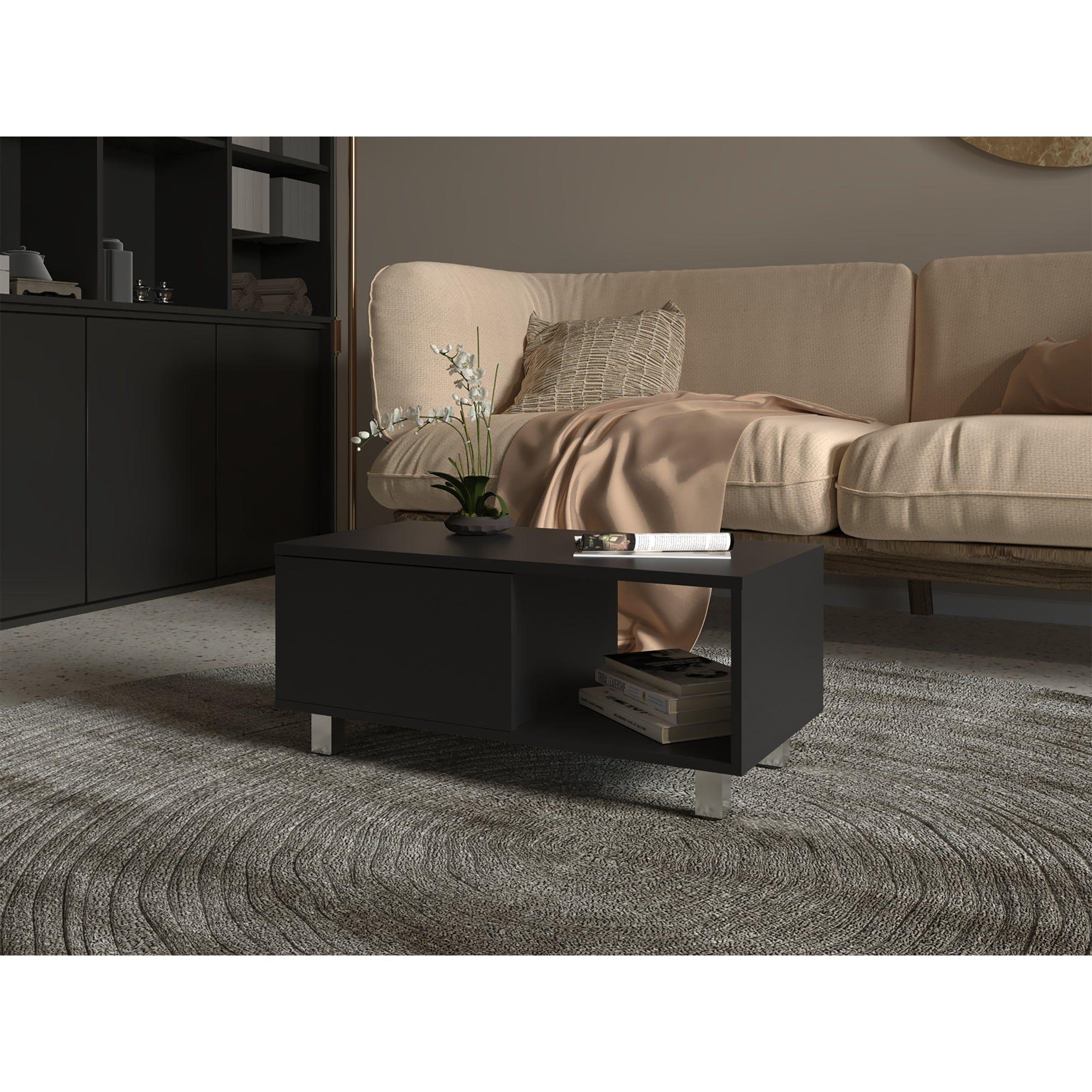 MESA DE CENTRO 1 CAJON FM-017N - NEGRO-4