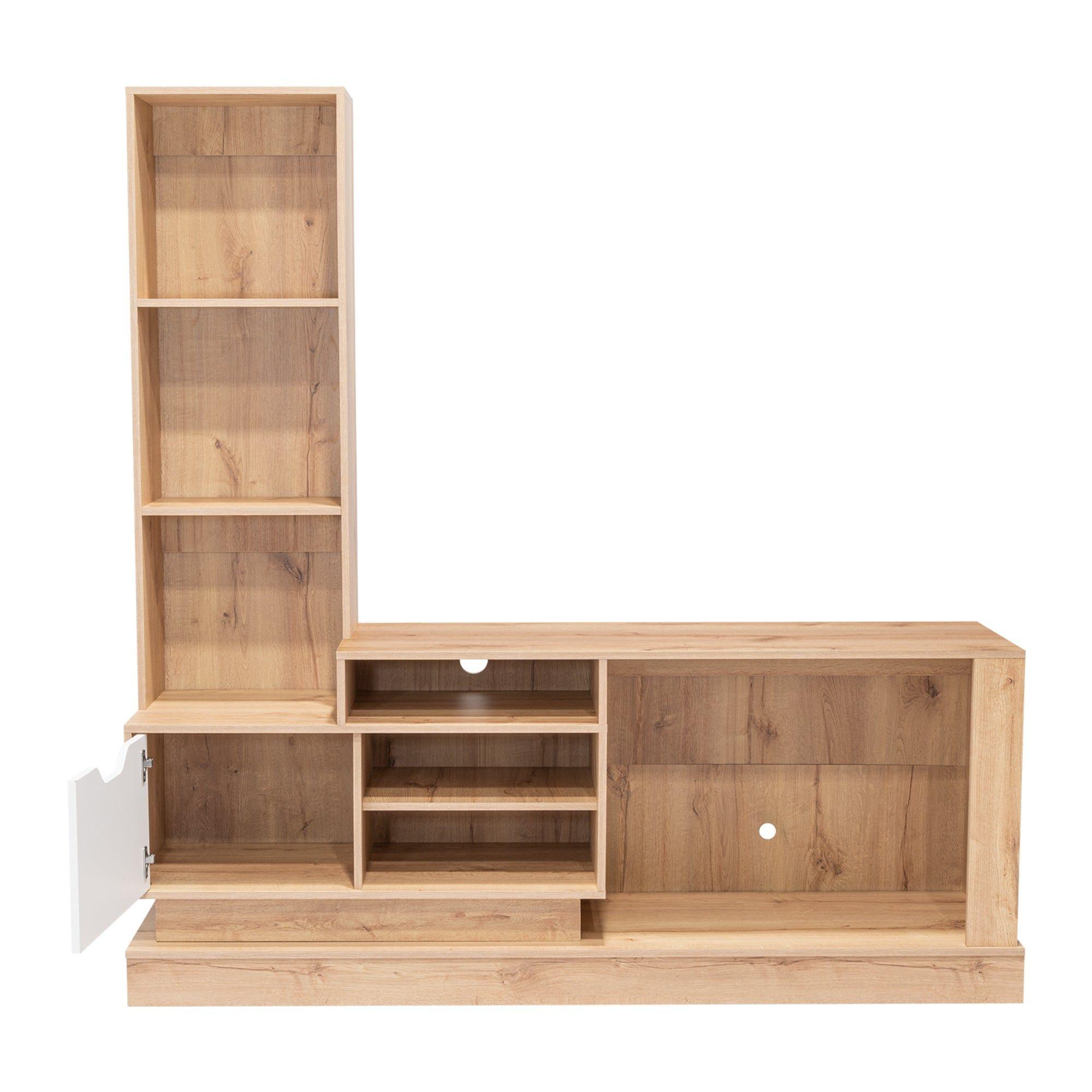 Centro De Entretenimiento Tv 55" Café Claro 181.4X177.7X43.1 Cm-3