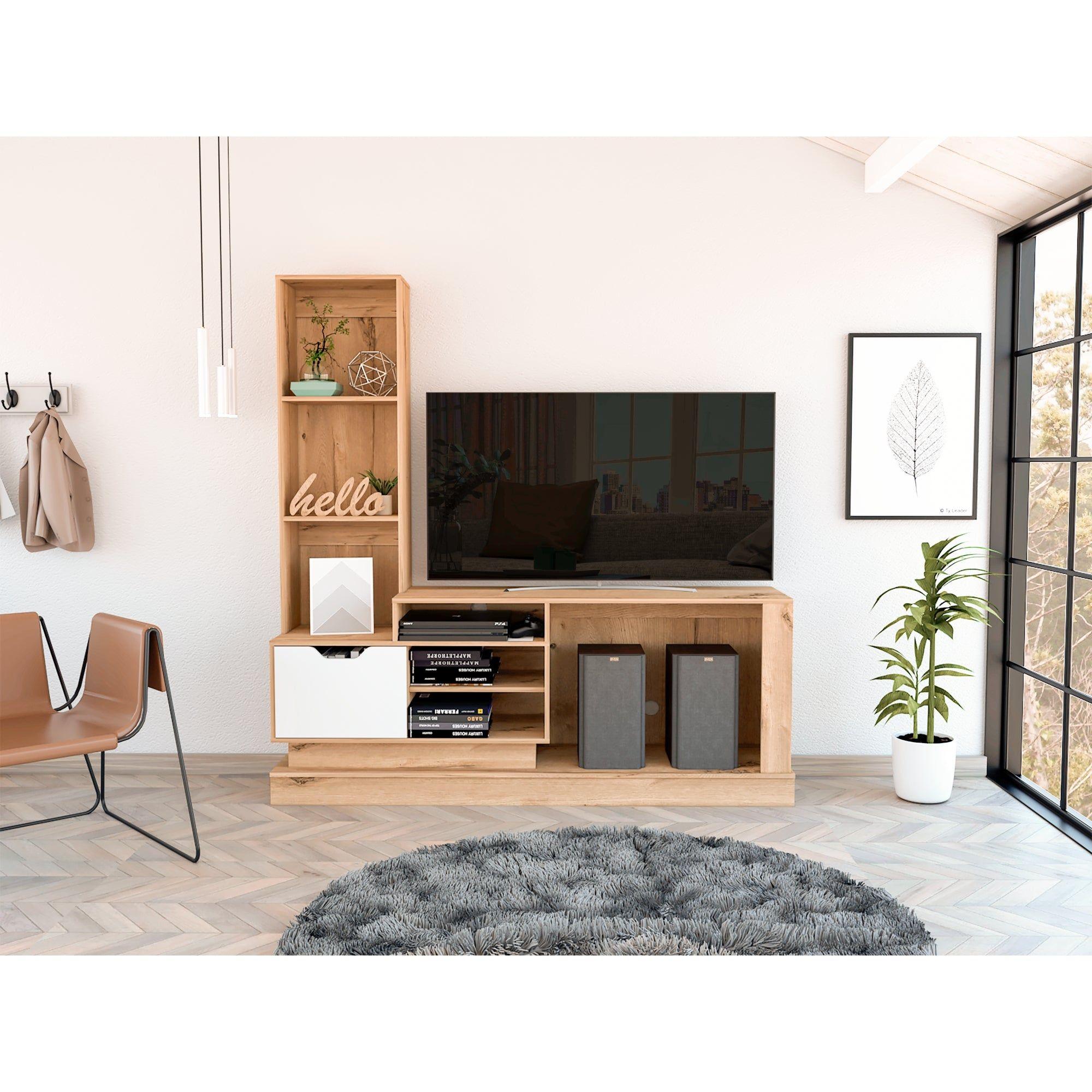 Centro De Entretenimiento Tv 55" Café Claro 181.4X177.7X43.1 Cm-7