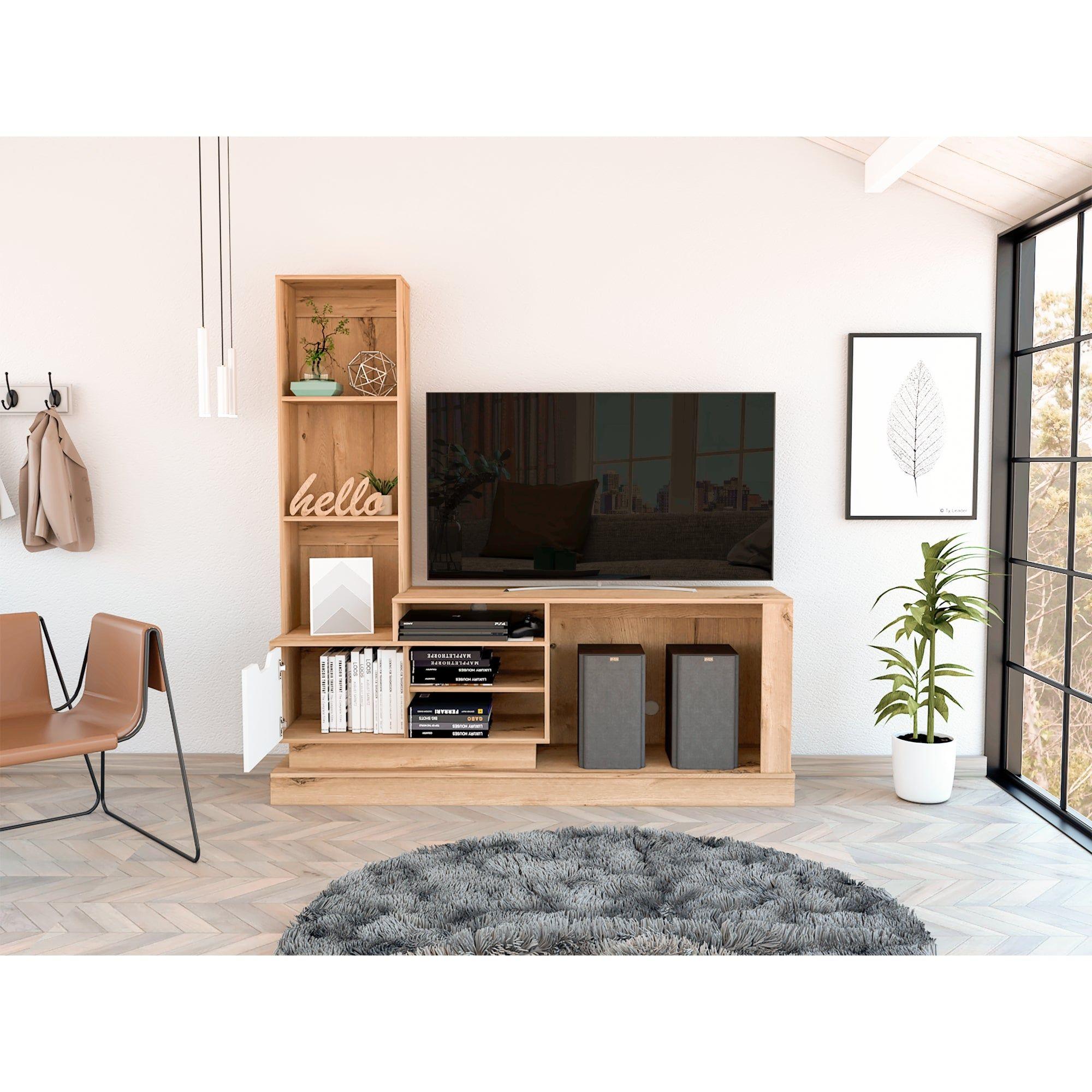 Centro De Entretenimiento Tv 55" Café Claro 181.4X177.7X43.1 Cm-8