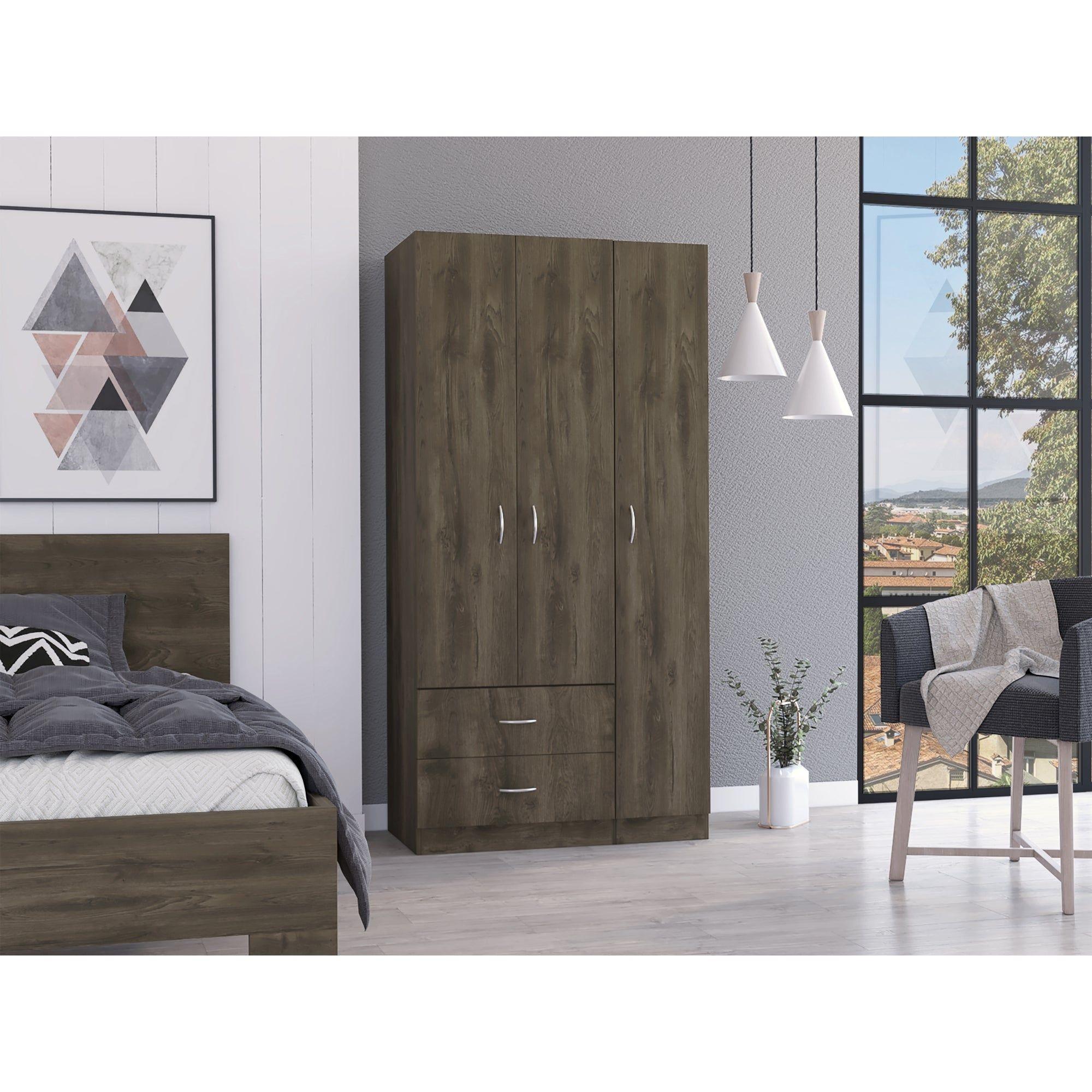 Closet 3 Puertas 2 Cajones Café Oscuro 180X90X47 Cm-4