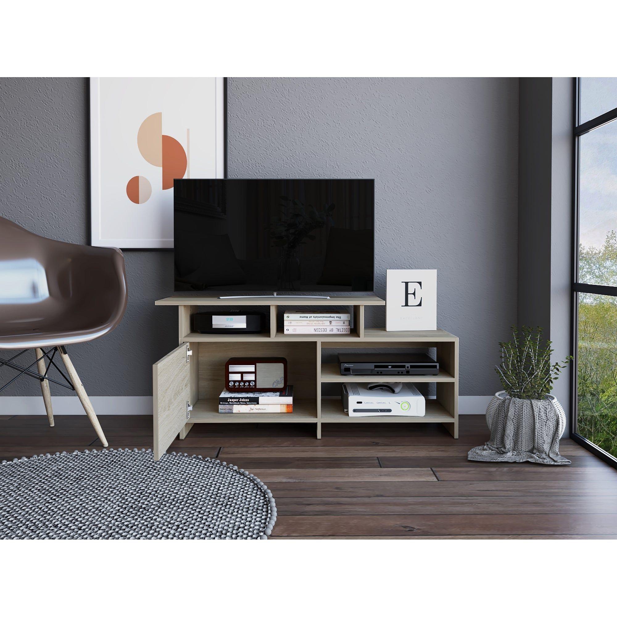 RACK TV 32" CON 1 PUERTA FM-039C - CAFÉ CLARO-5