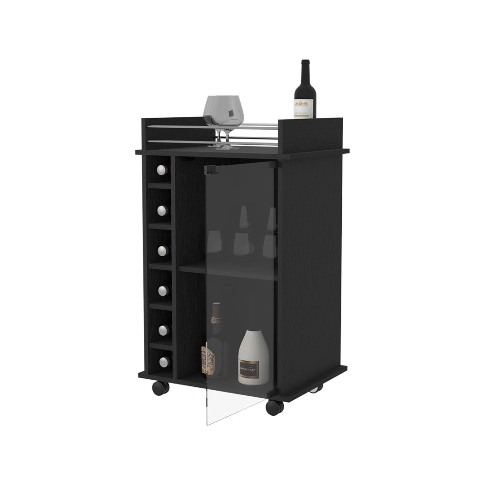 BAR BAJO 6 BOTELLEROS 1 PUERTA DE VIDRIO FM-009N - NEGRO-3