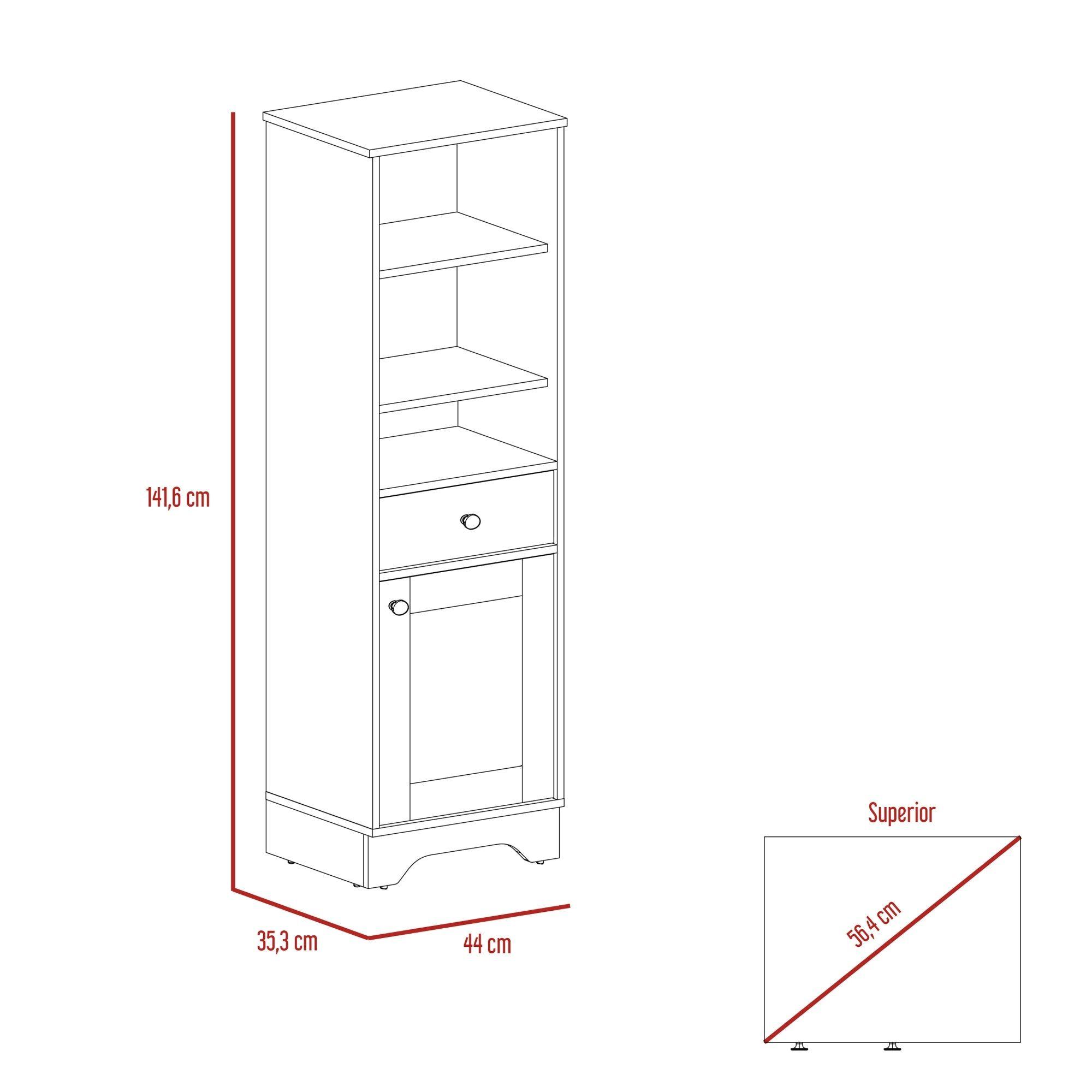 Estante Organzador Baño 1 Puerta 1 Cajon Fm-005C Café Claro Y Blanco-5