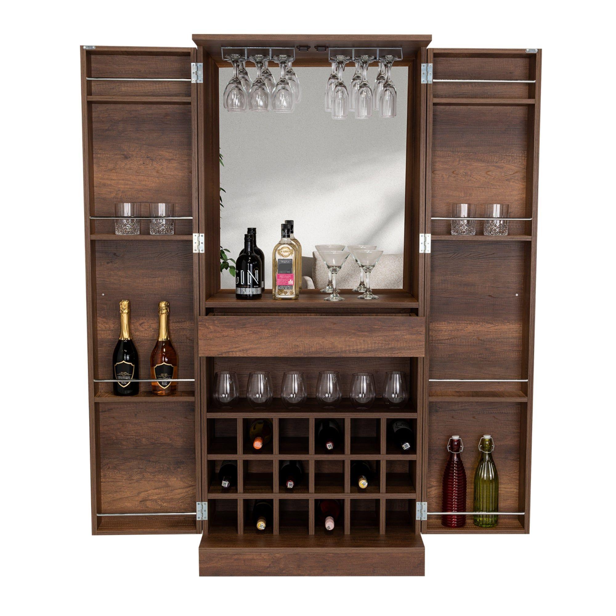 Bar Alto Extensible 18 Botelleros Fm-010O Café Oscuro-2