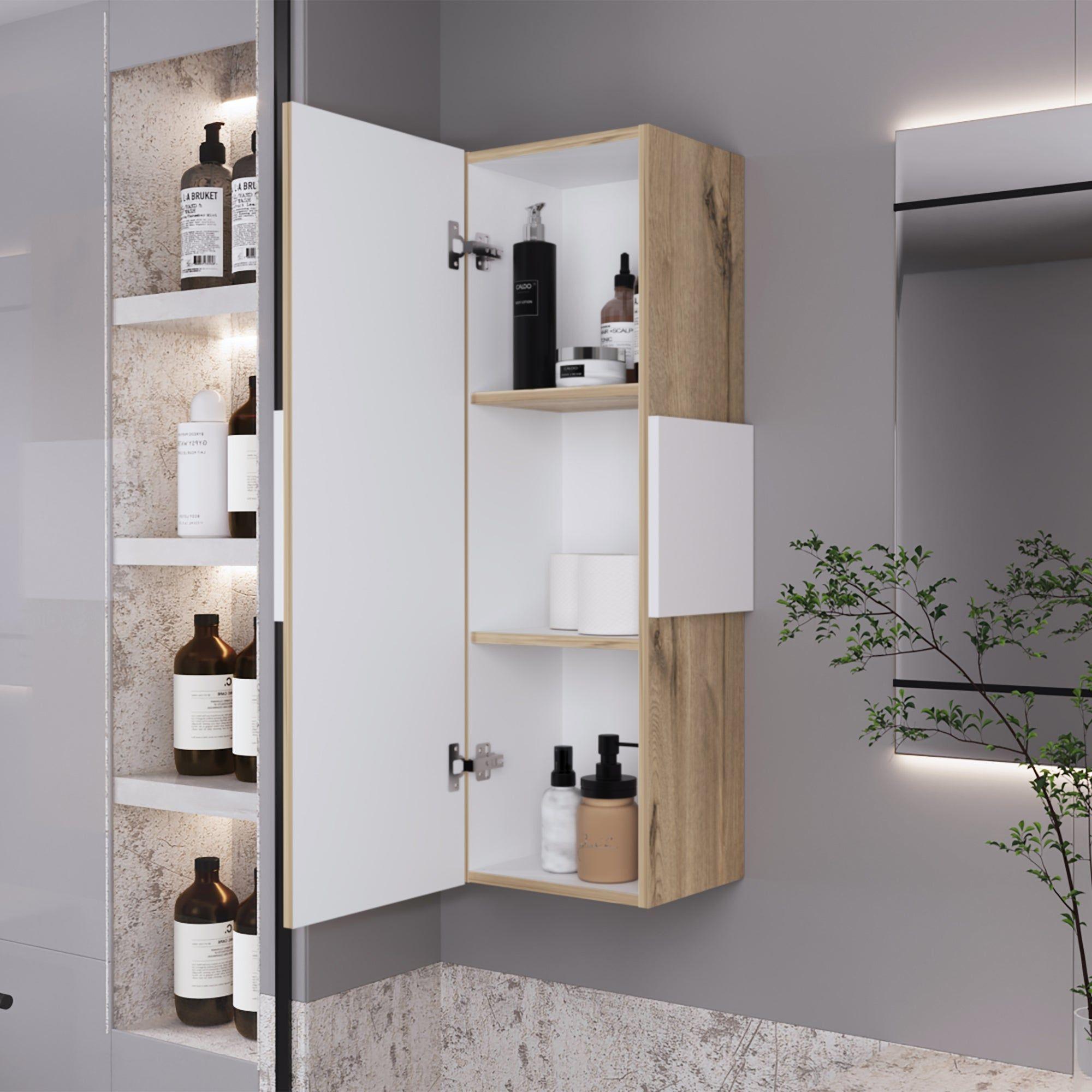 MUEBLE ORGANIZADOR MURO DE BAÑO CAFE CLARO-5