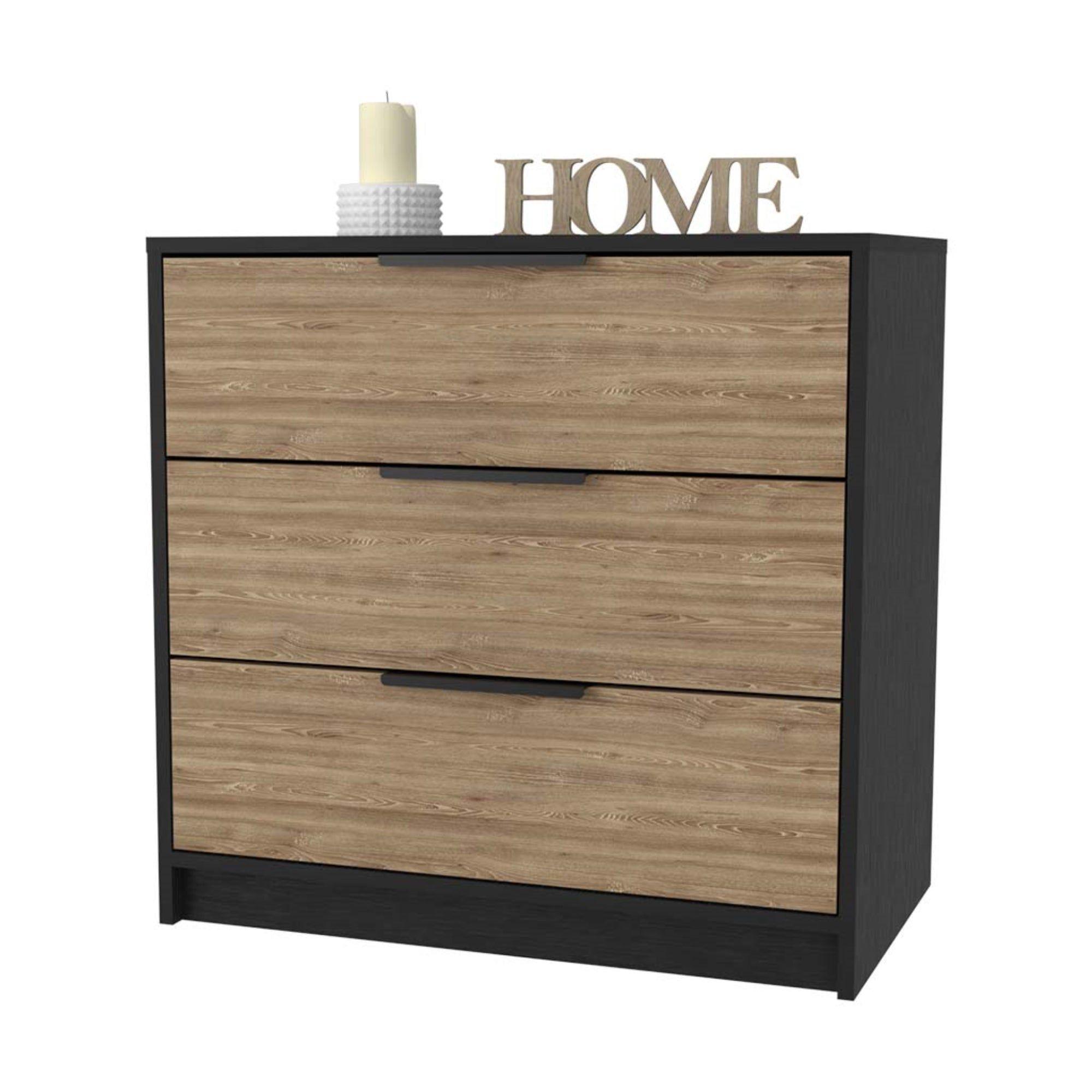 COMODA 3 CAJONES FM-001N - NEGRO / CAFE CLARO-2