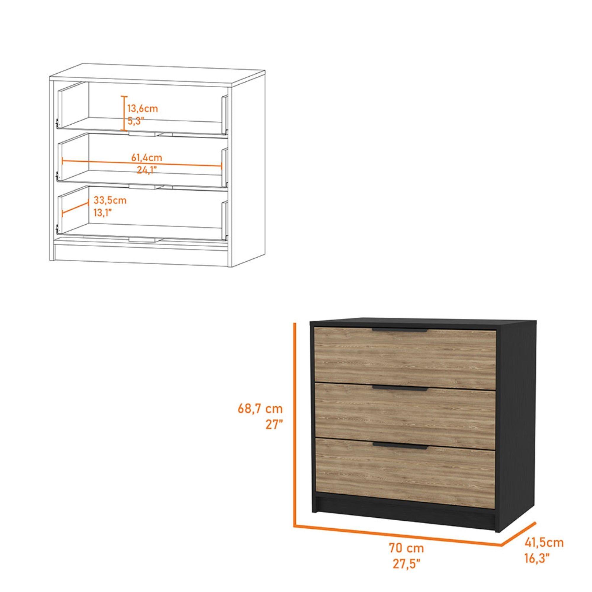 COMODA 3 CAJONES FM-001N - NEGRO / CAFE CLARO-6