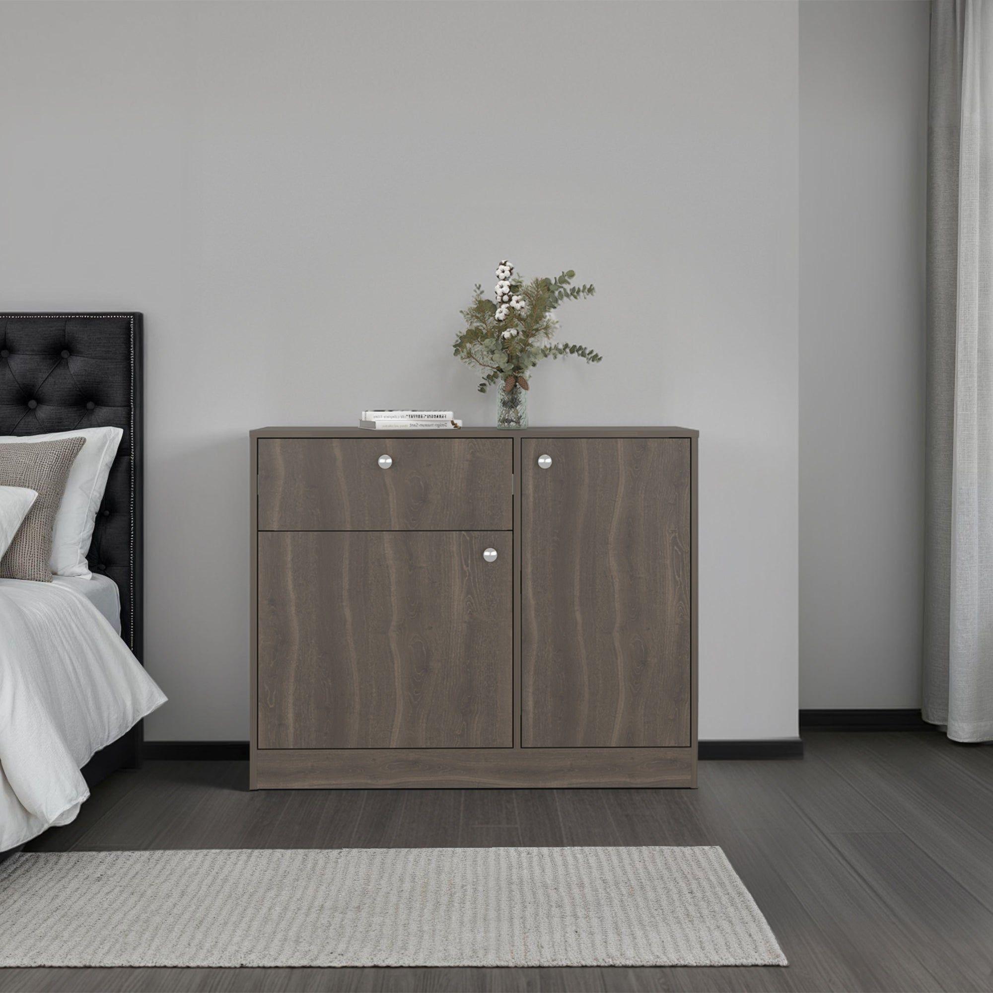 Comoda 2 Puertas 80x100x30,2 Cm Café Oscuro-4
