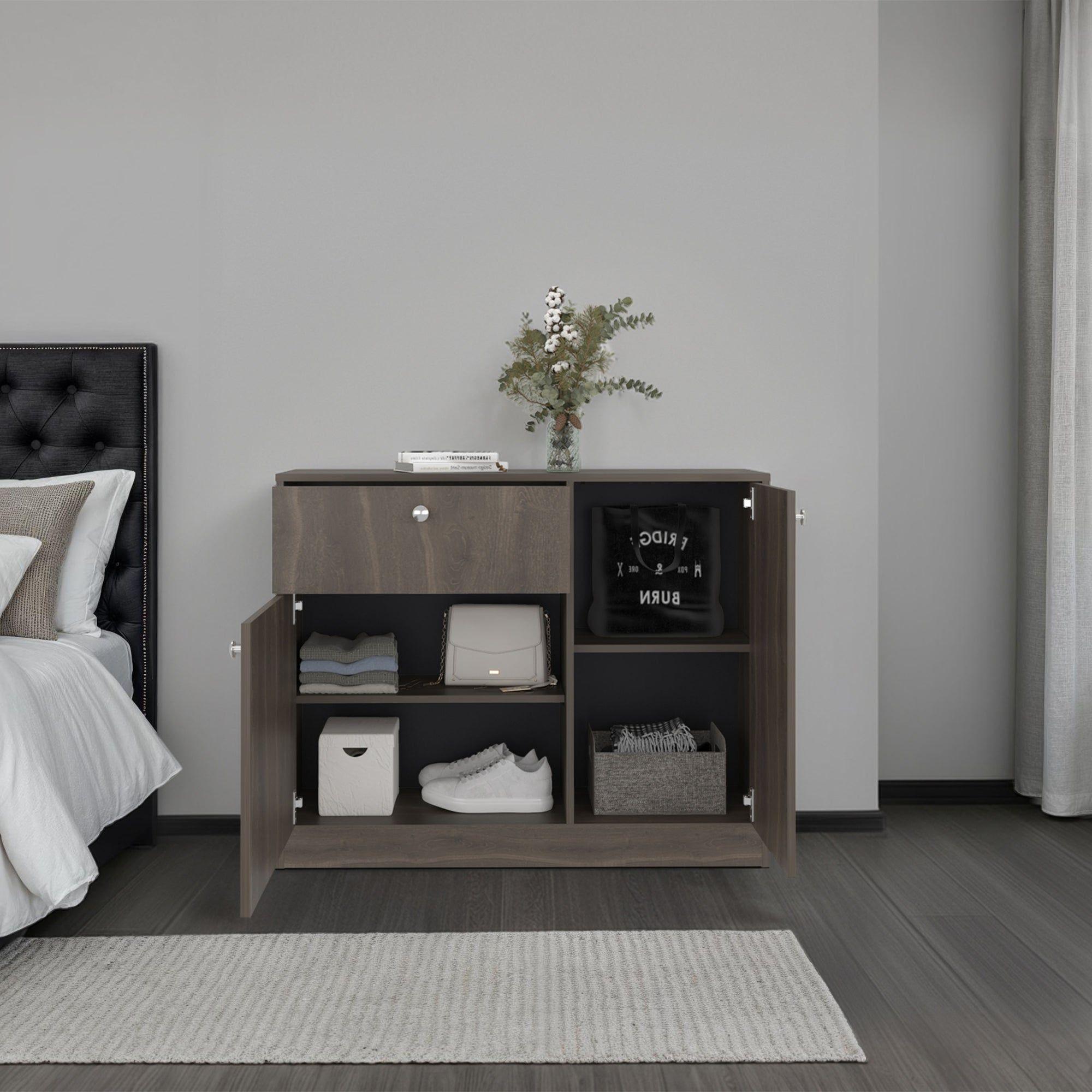 Comoda 2 Puertas 80x100x30,2 Cm Café Oscuro-5