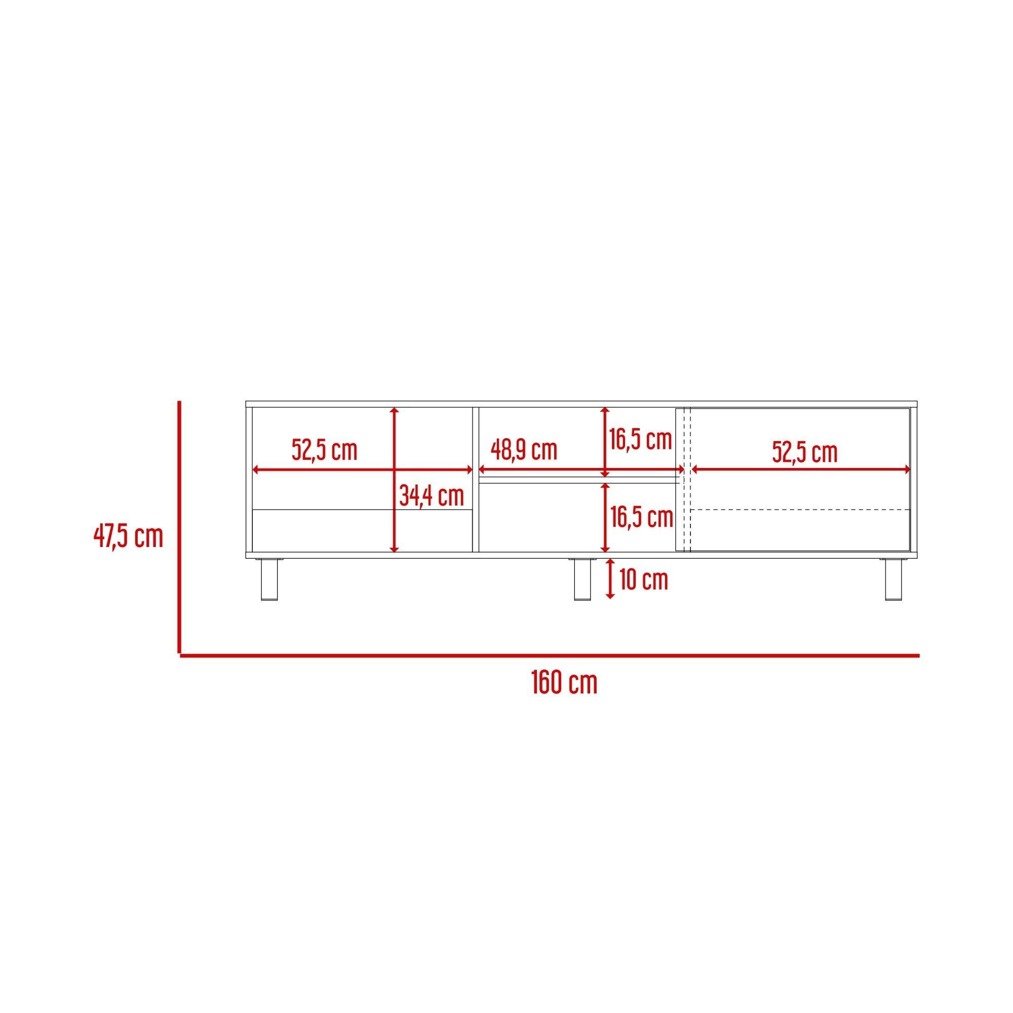 Rack Tv 65" 1 Puerta 47,5X160X35 Cm Blanco-5