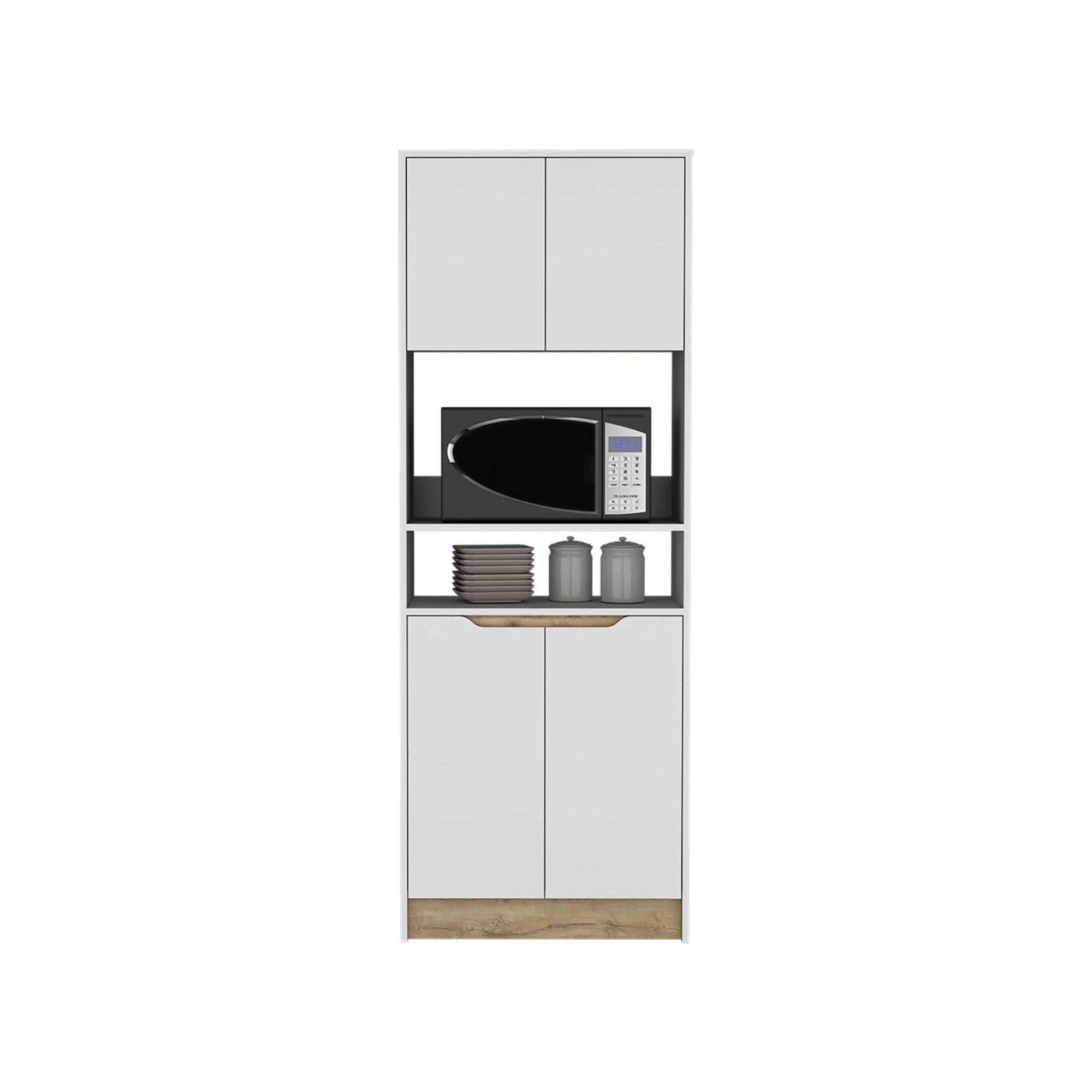 MUEBLE MICROONDAS 4 PUERTAS FM-008B BLANCO Y CAFÉ CLARO-2
