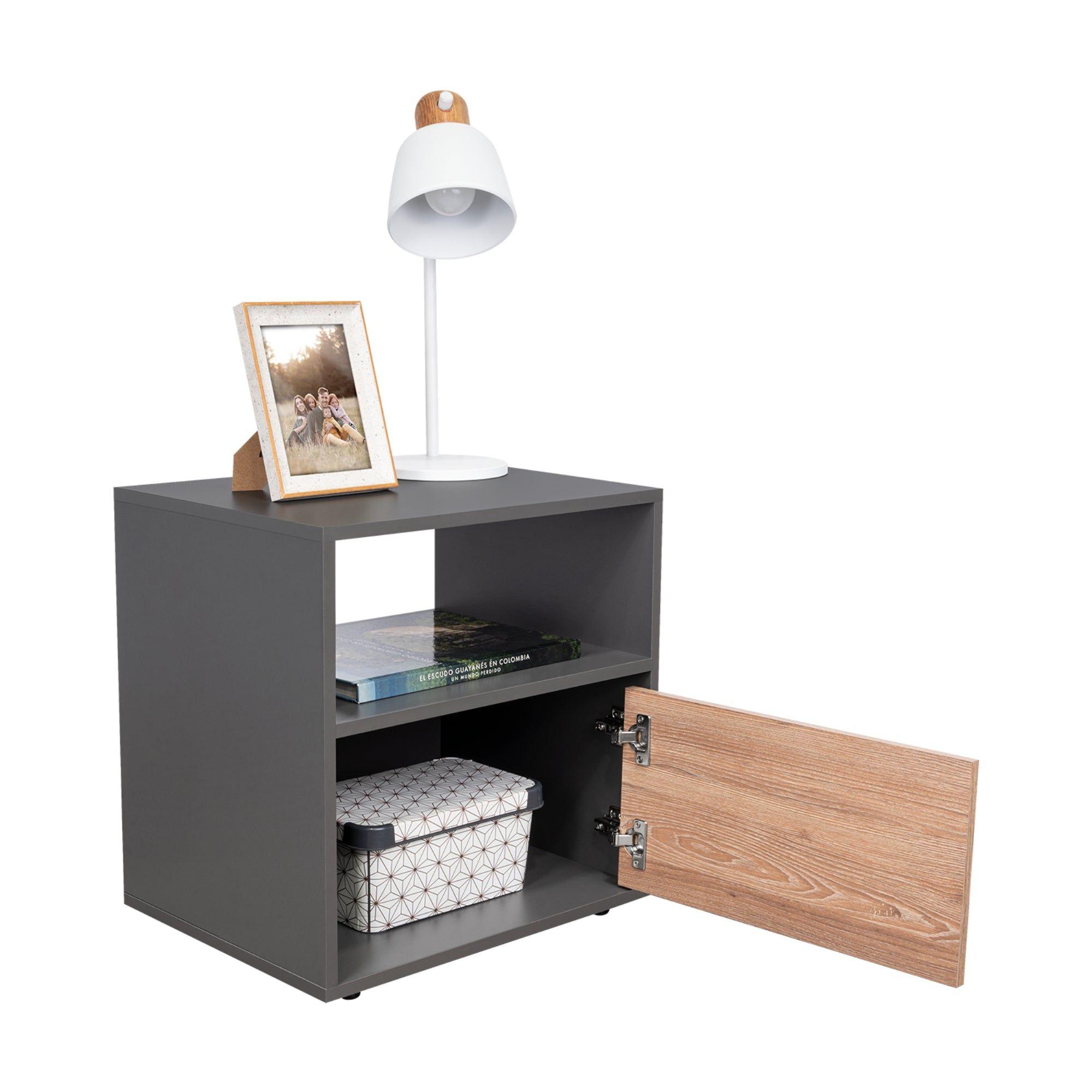 Velador 1 Cajon Melamina 52X50X40 Cm Café-2