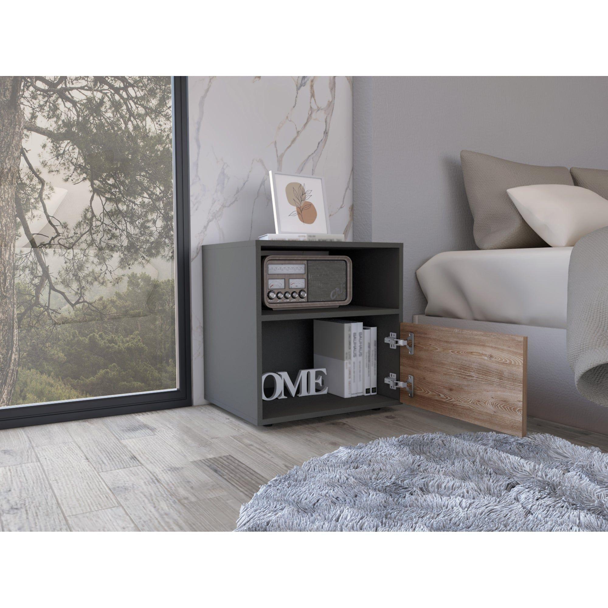 Velador 1 Cajon Melamina 52X50X40 Cm Café-8