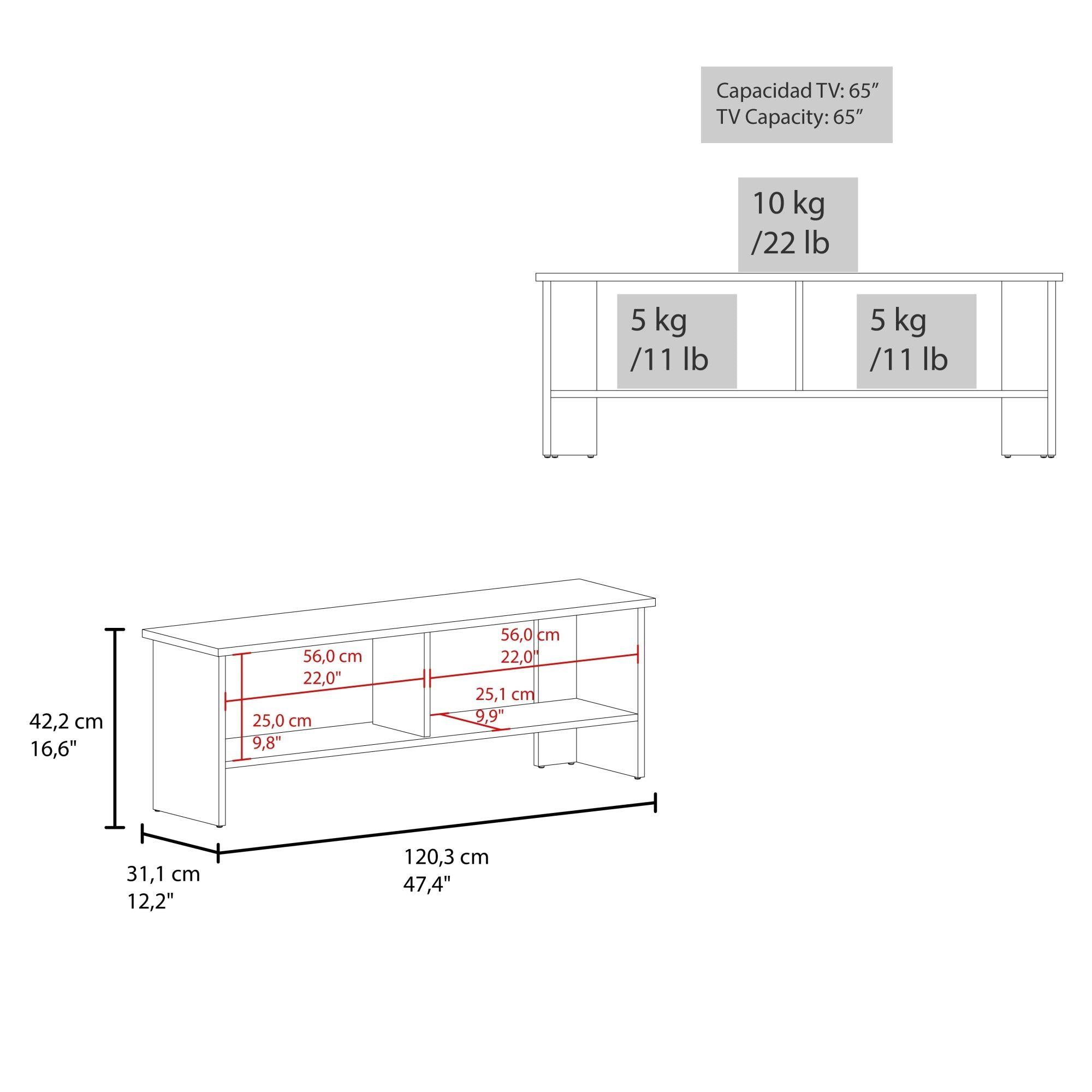 Rack Tv 65" 1 Puerta 42,2X120,3X31,1 Cm Negro-6