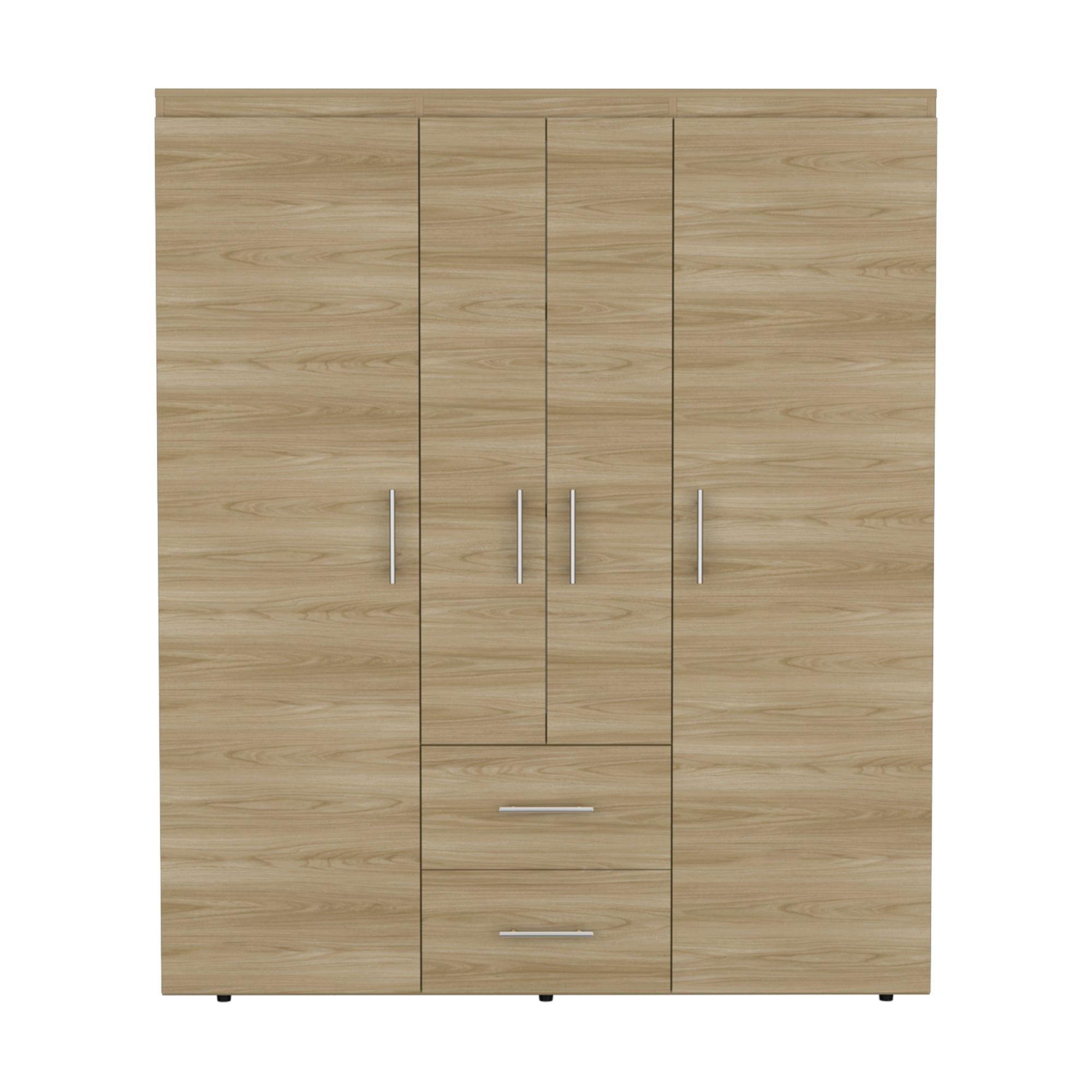 CLOSET 4 PUERTAS 2 CAJONES FM-020C - CAFÉ CLARO-2
