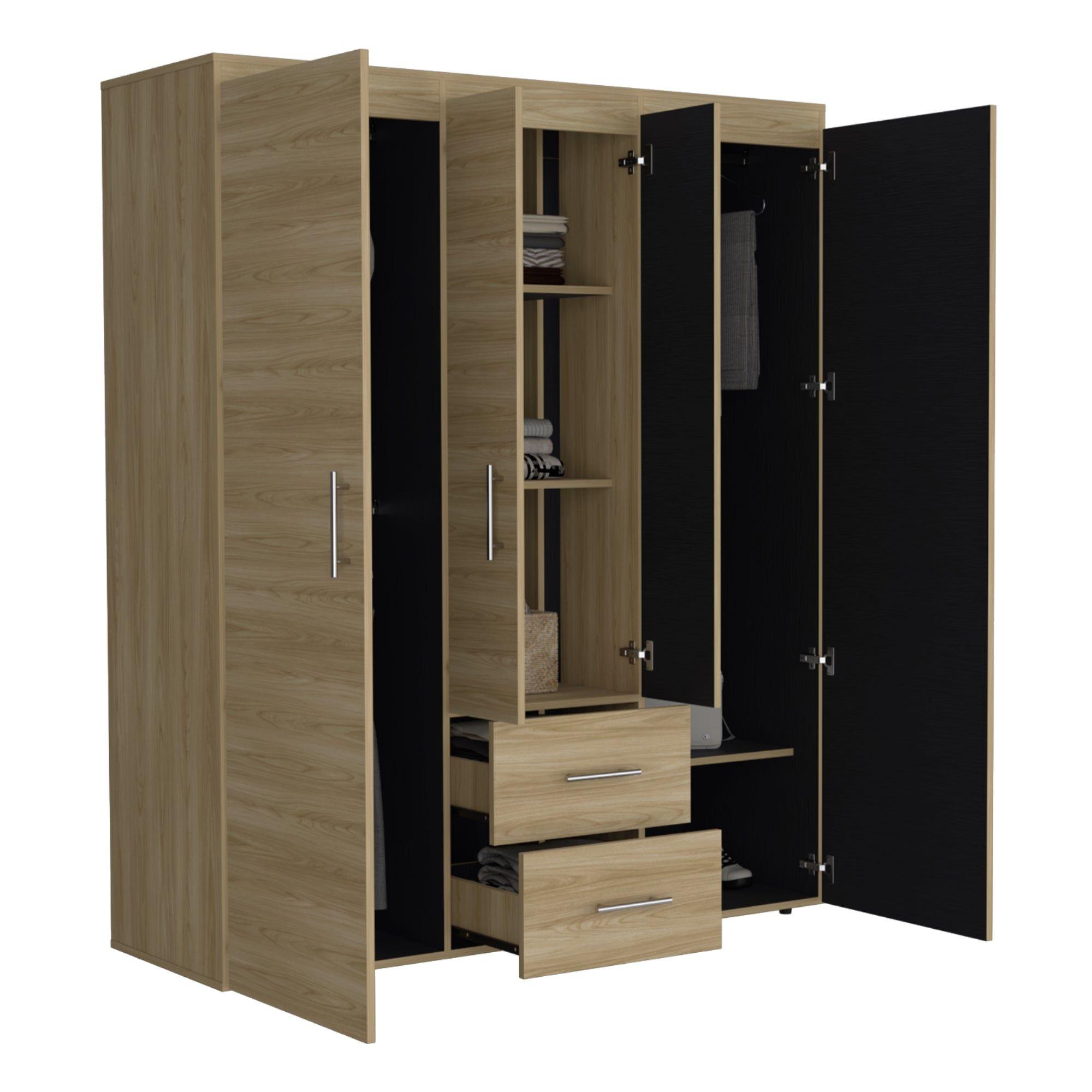 CLOSET 4 PUERTAS 2 CAJONES FM-020C - CAFÉ CLARO-3