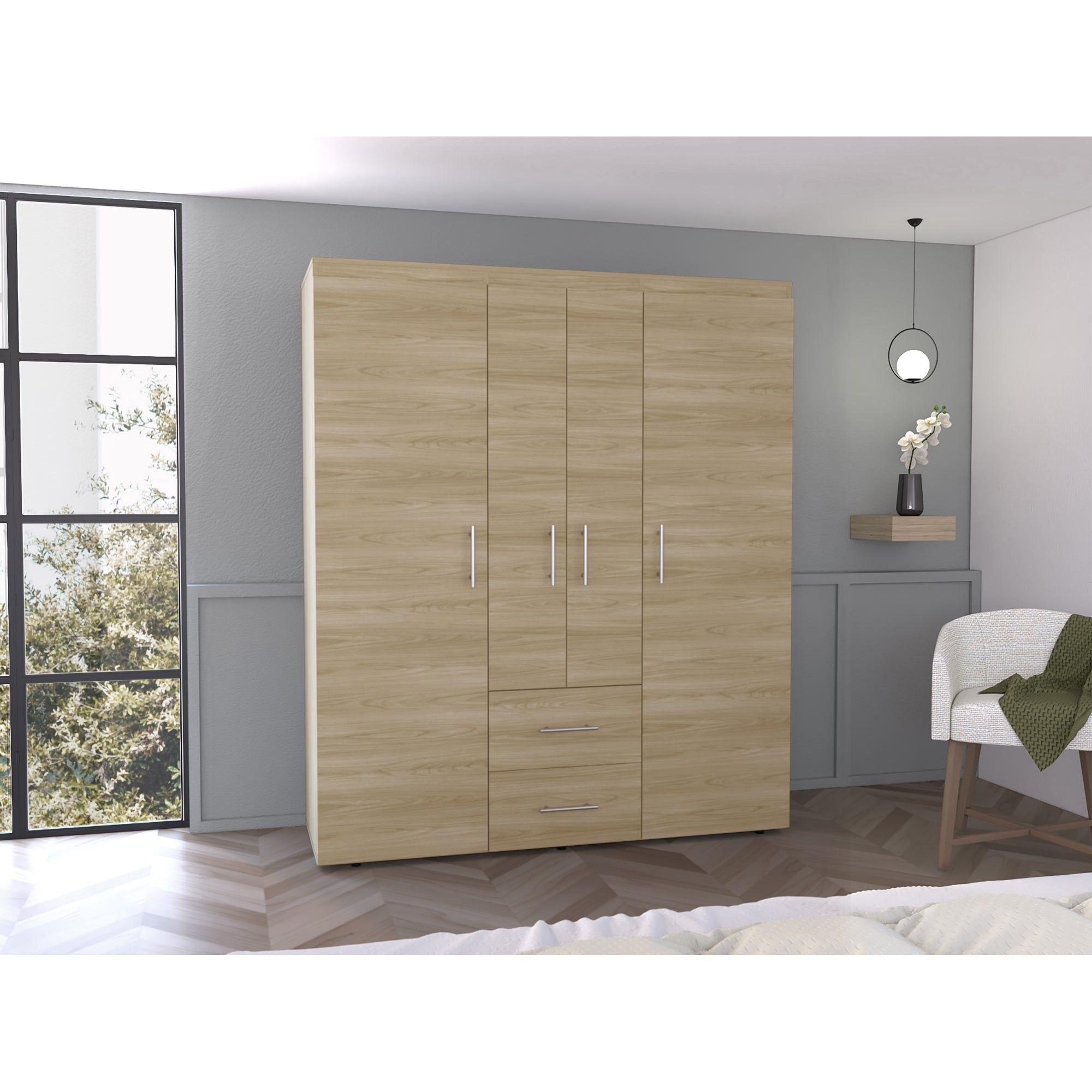 CLOSET 4 PUERTAS 2 CAJONES FM-020C - CAFÉ CLARO-4