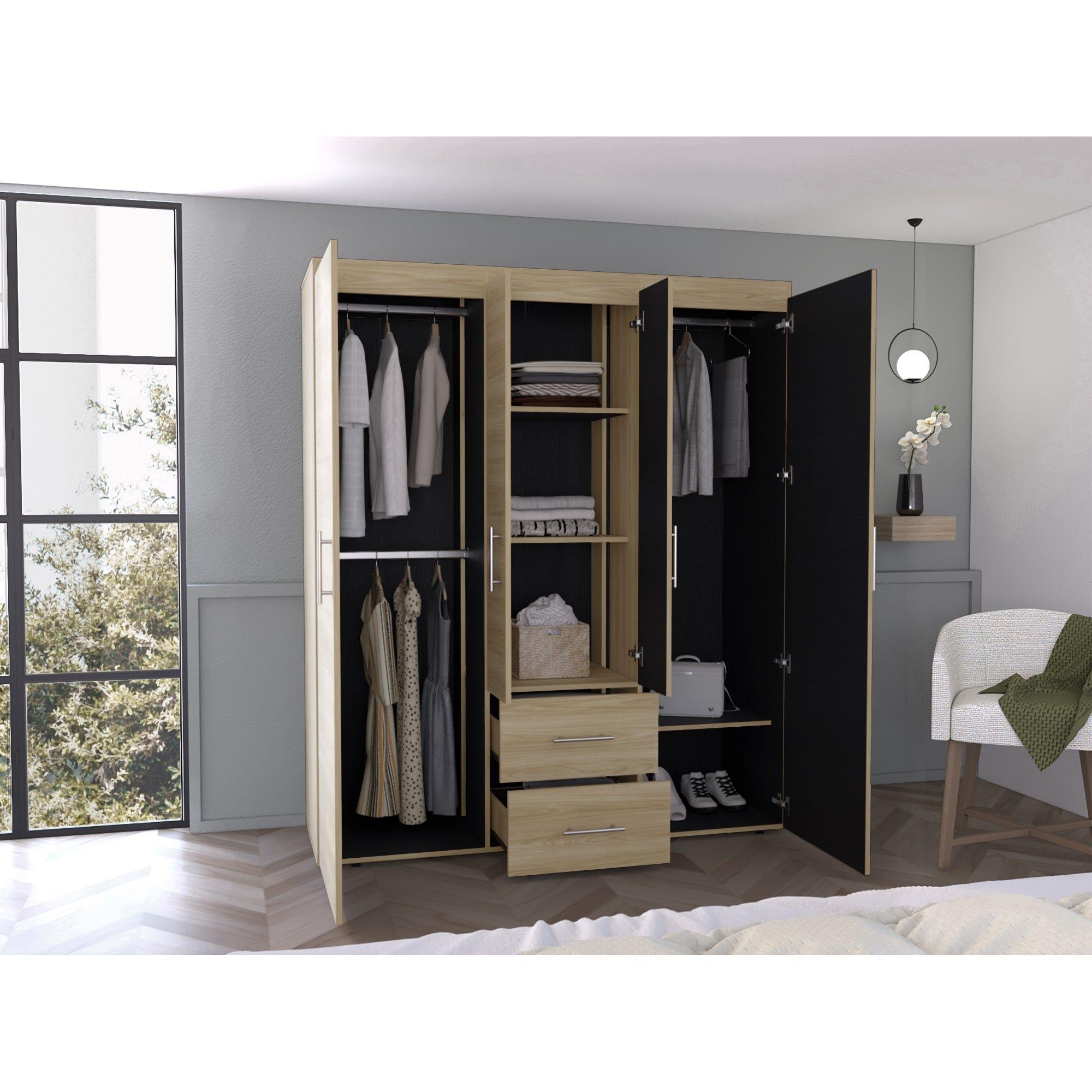 CLOSET 4 PUERTAS 2 CAJONES FM-020C - CAFÉ CLARO-5