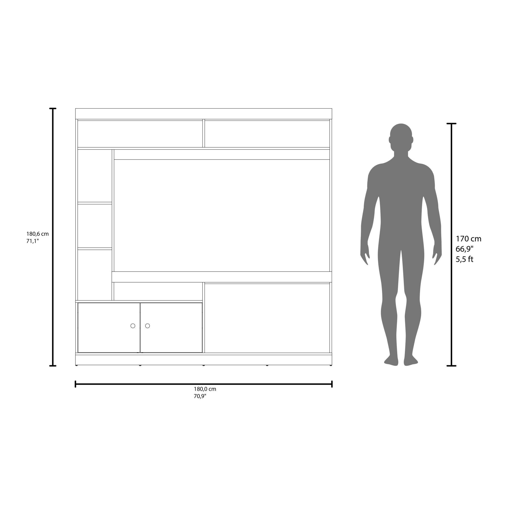 Estante Tv 65" 180,6X180X30,3 Cm Café Claro Y Café Oscuro-7