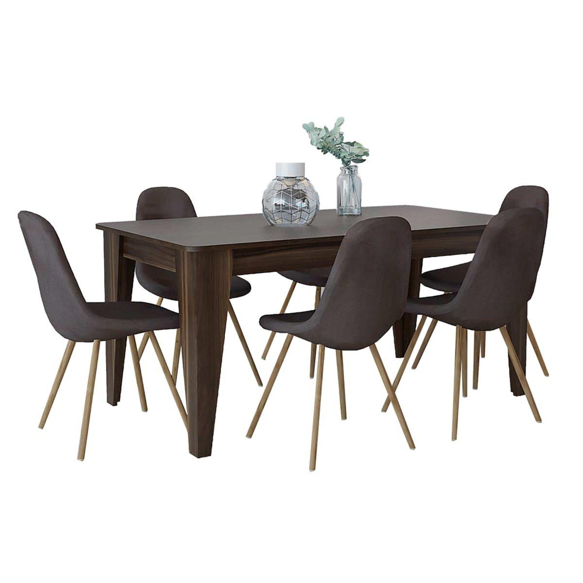 Mesa De Comedor 6 Puestos Fm-007U Café Oscuro-5