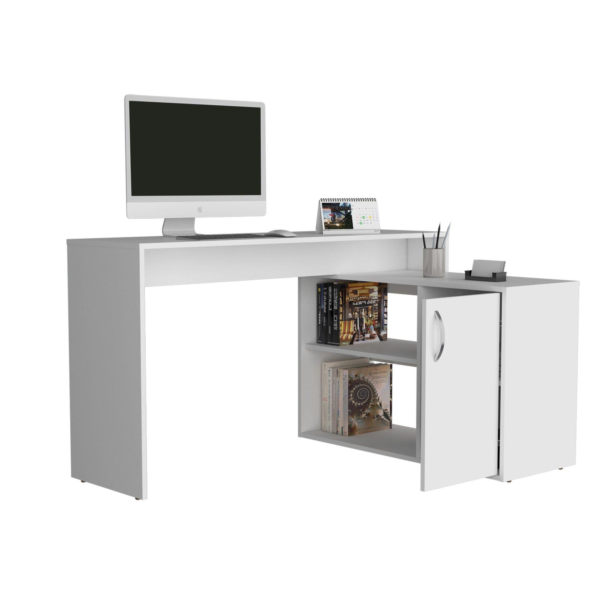 Escritorio En L 71X125X90 Cm 1 Puerta Blanco-2
