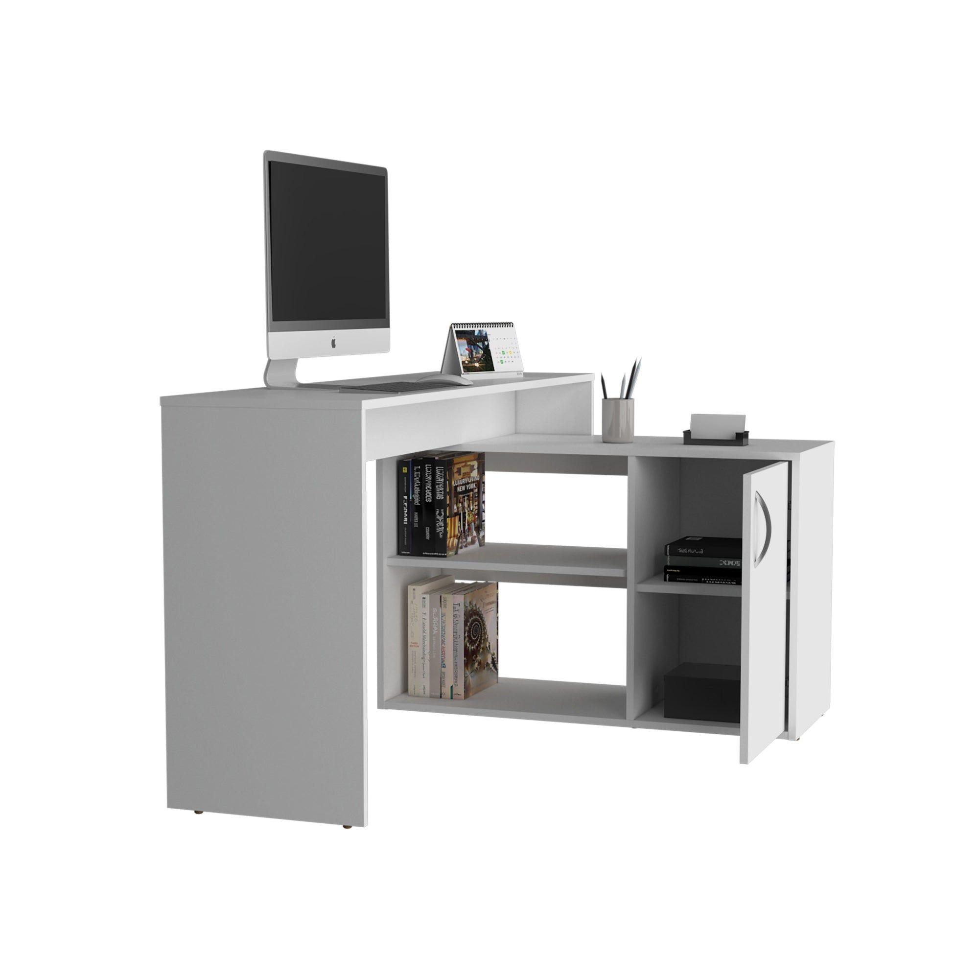 Escritorio En L 71X125X90 Cm 1 Puerta Blanco-3