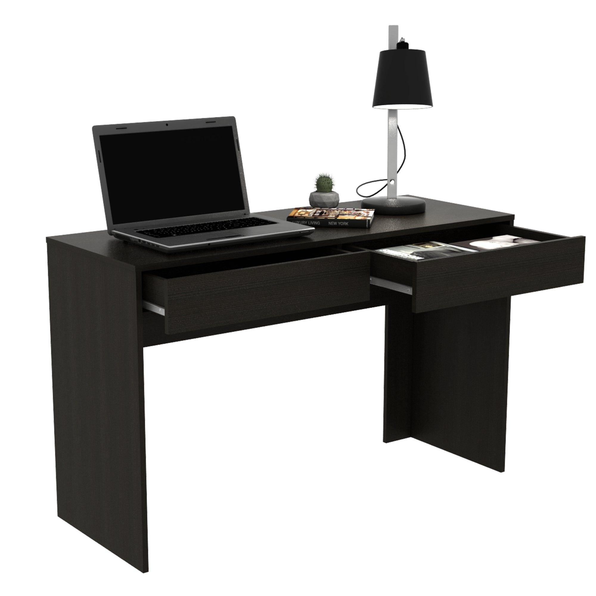 Escritorio Moderno Con 2 Cajones 75X120X45 Cm Negro-2