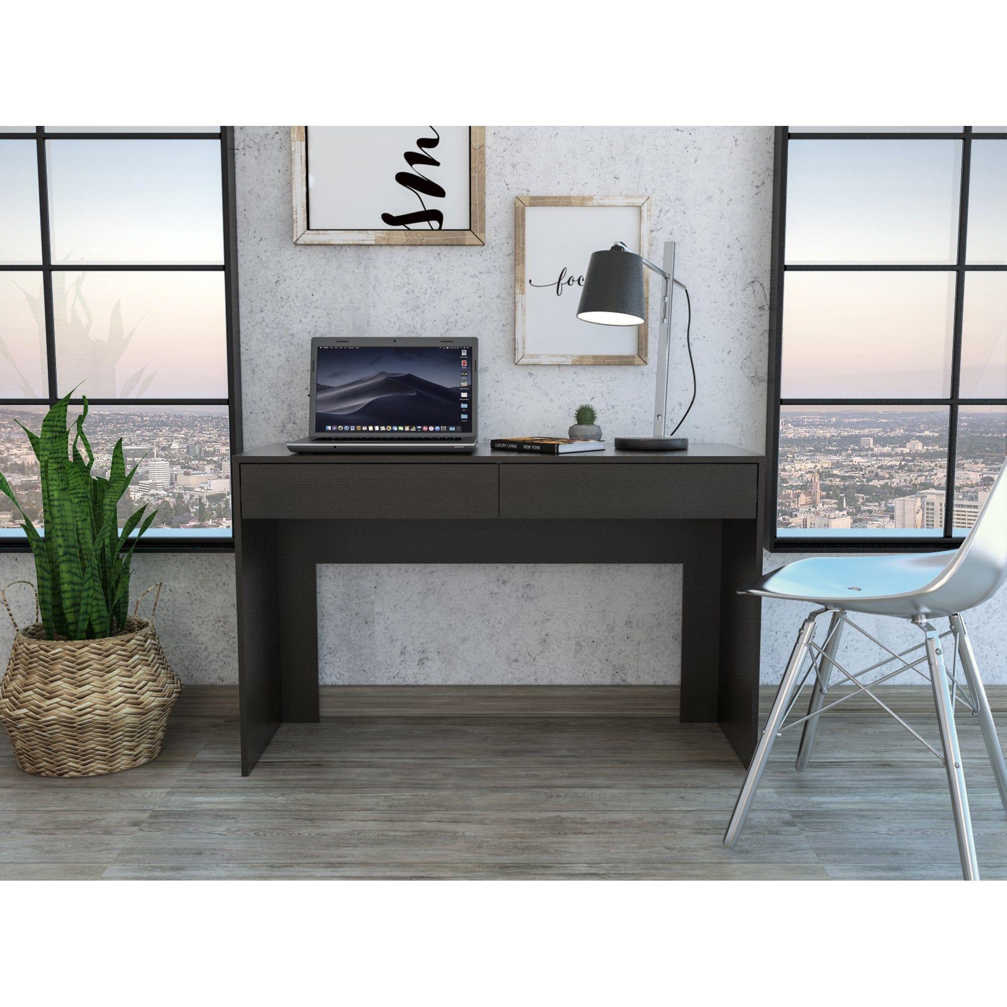 Escritorio Moderno Con 2 Cajones 75X120X45 Cm Negro-4