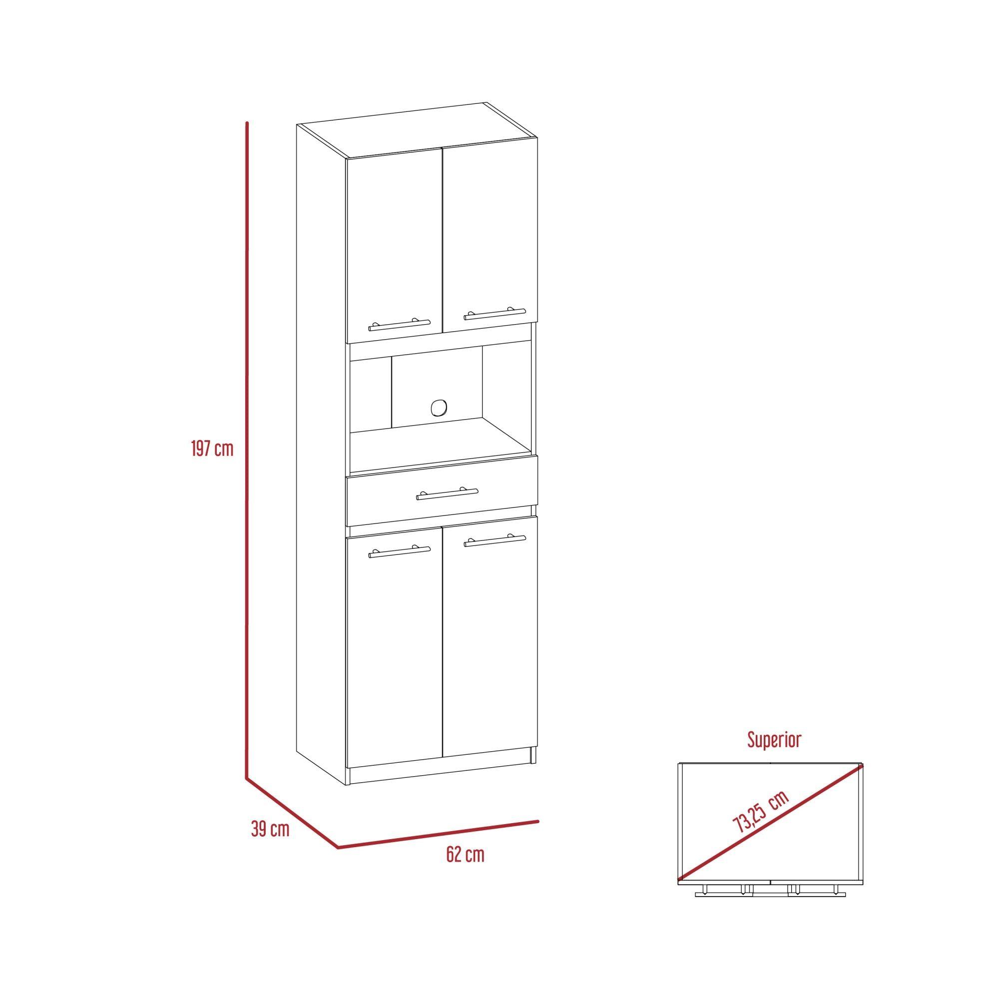 Mueble Microondas 4 Puertas 1 Cajon Fm-003N Negro-9